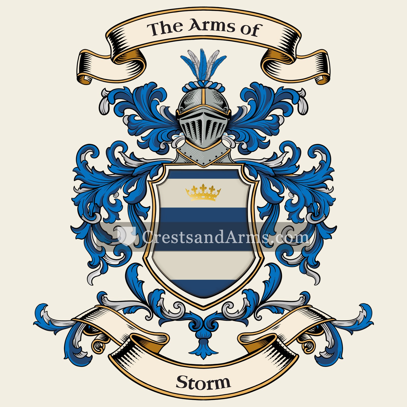 The Storm coat of arms, drawn from the recorded blazon