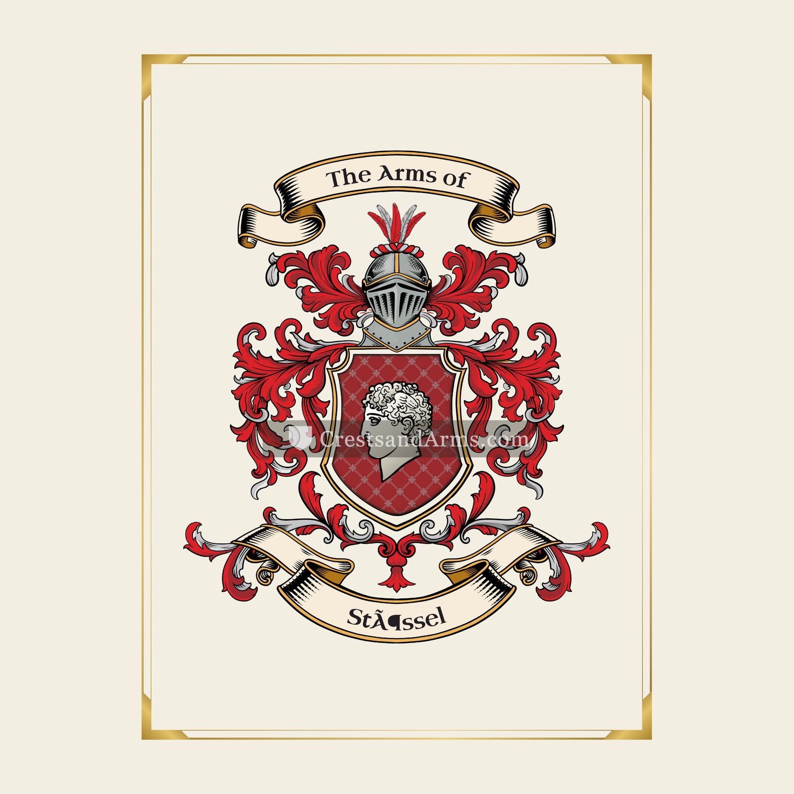 With gold border
