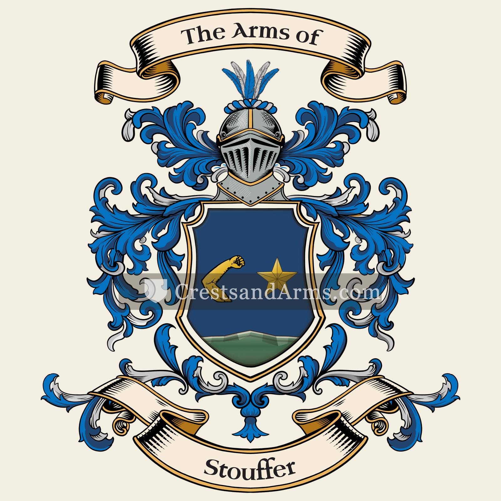 The Stouffer coat of arms, drawn from the recorded blazon