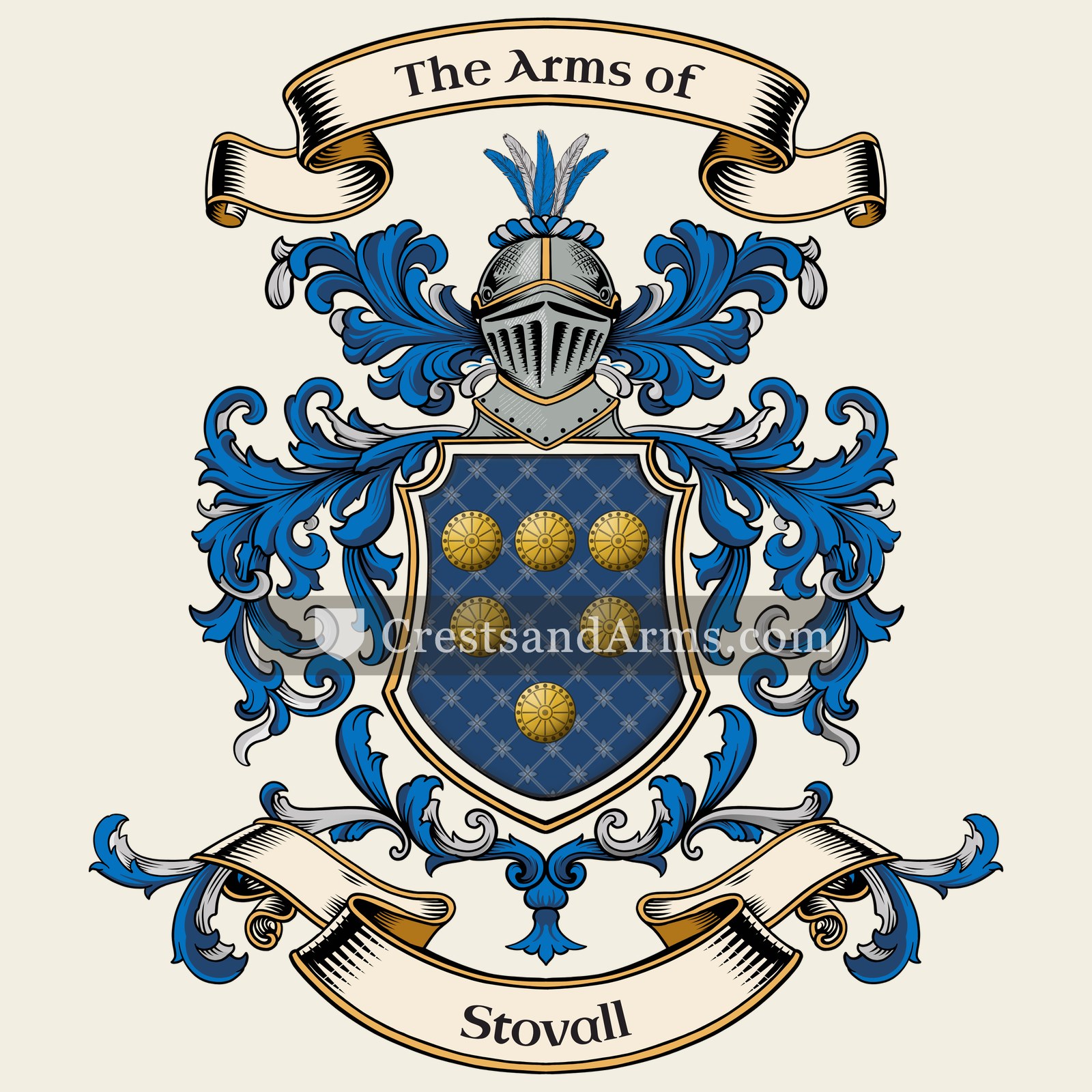 The Stovall coat of arms, drawn from the recorded blazon