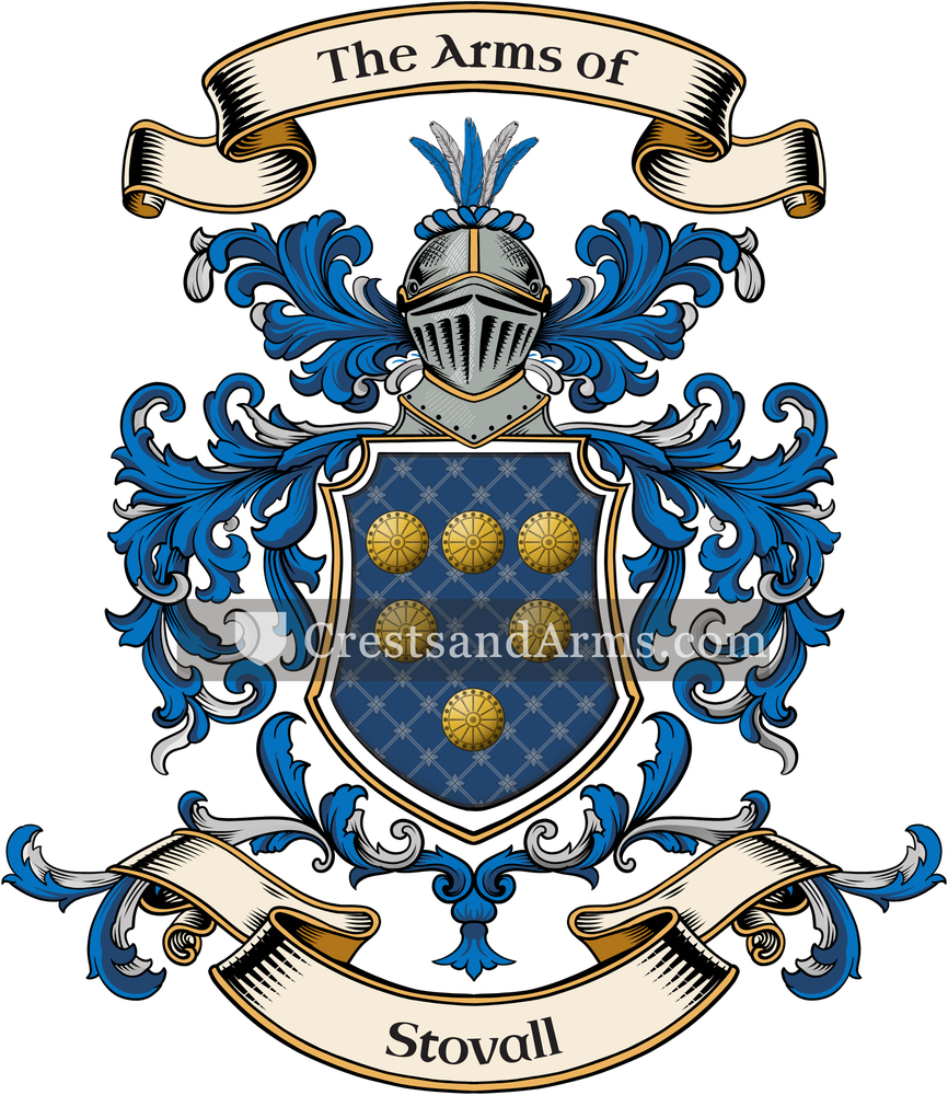 The Stovall coat of arms, drawn from the recorded blazon
