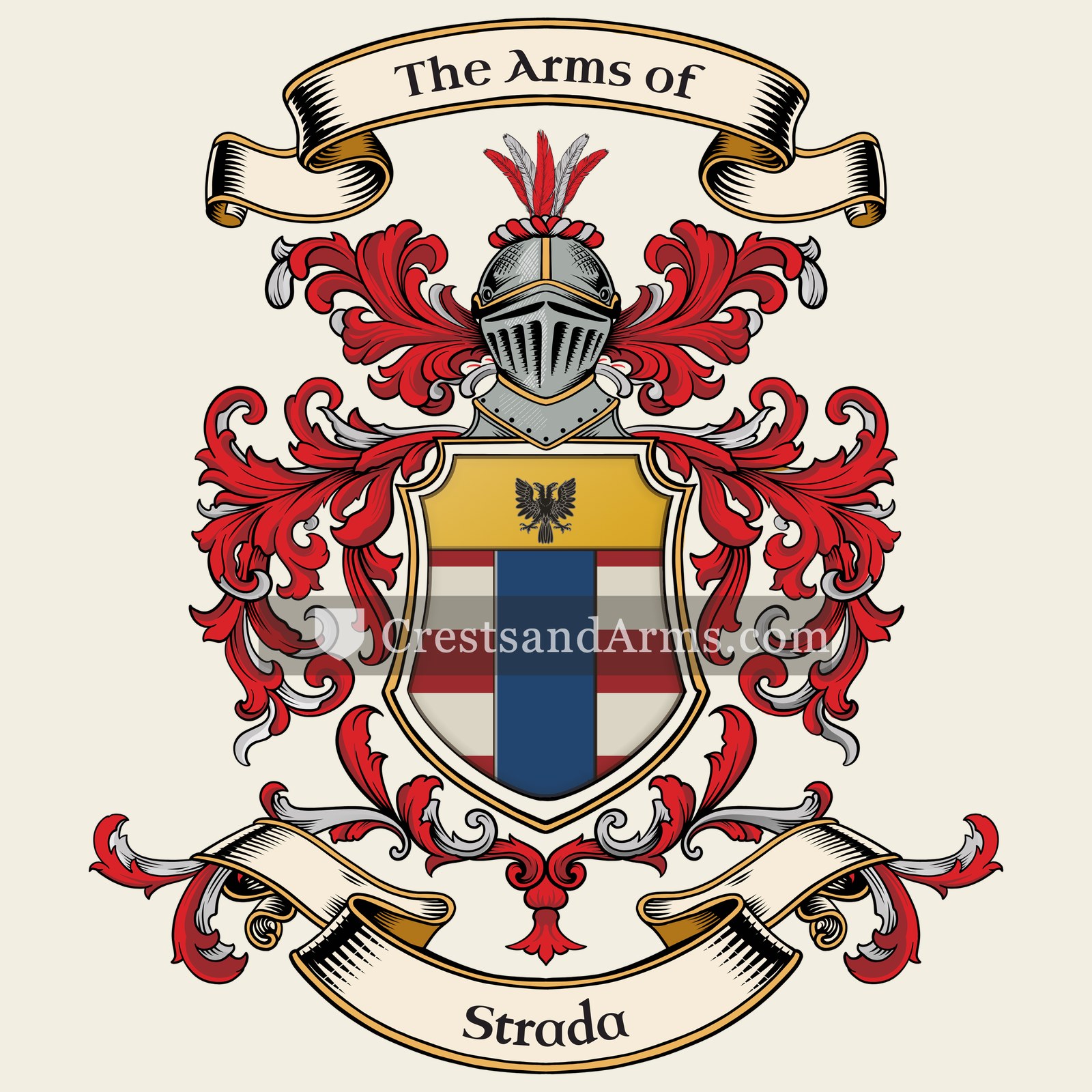 The Strada coat of arms, drawn from the recorded blazon