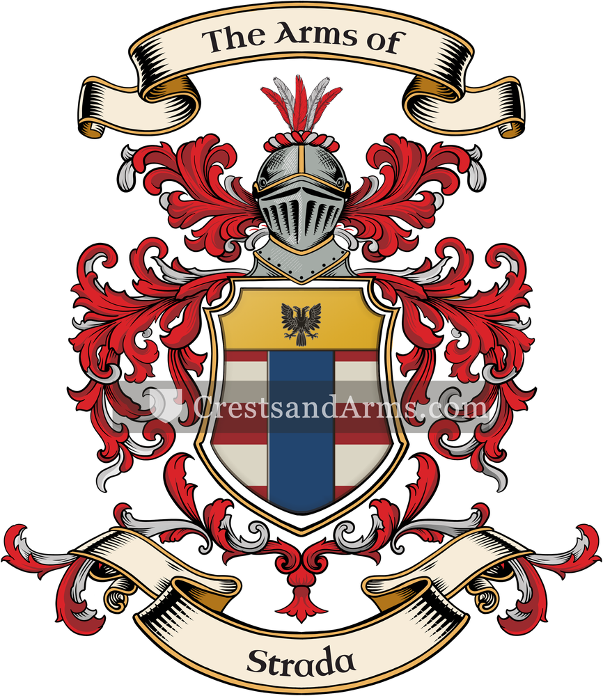 The Strada coat of arms, drawn from the recorded blazon