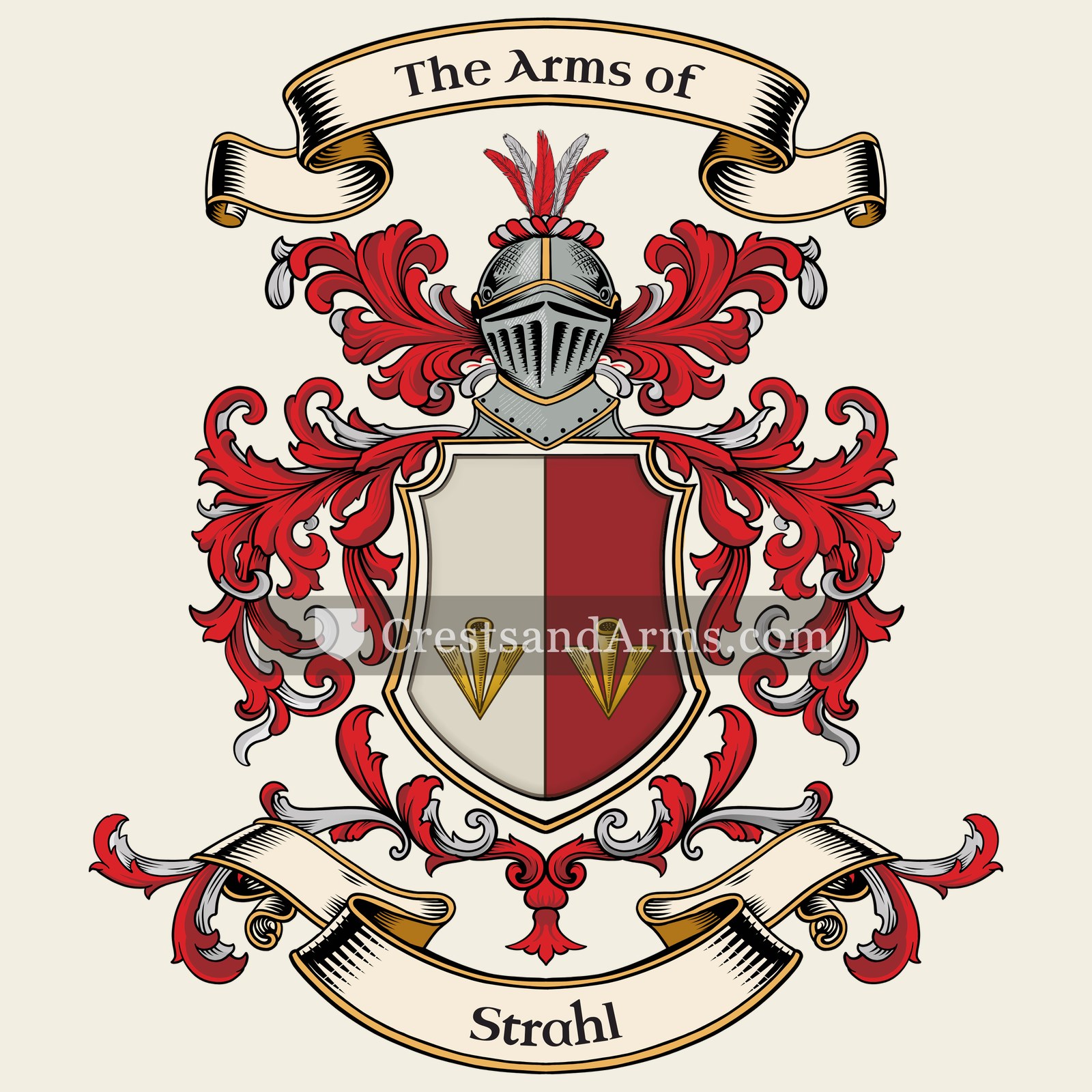 The Strahl coat of arms, drawn from the recorded blazon