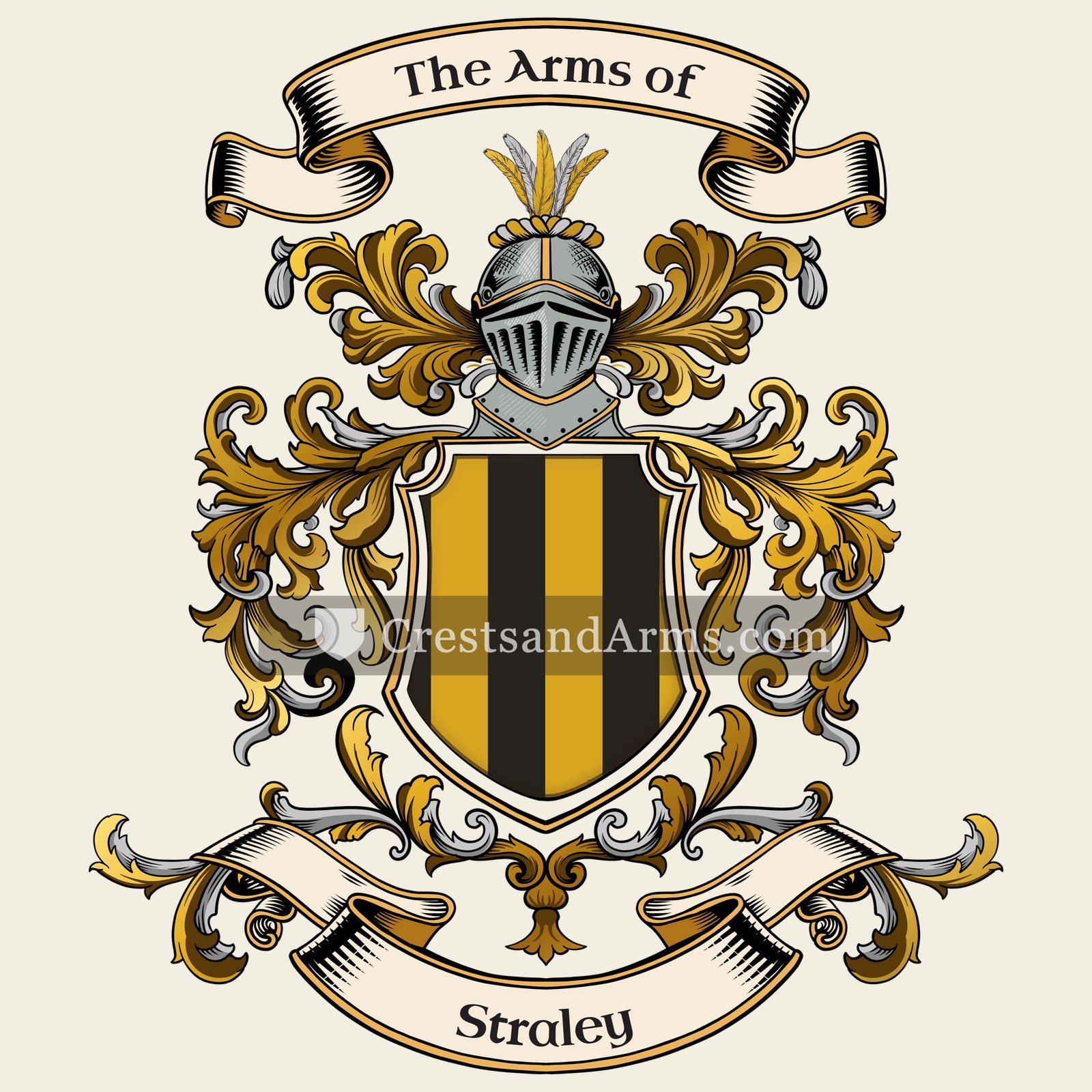 The Straley coat of arms, drawn from the recorded blazon