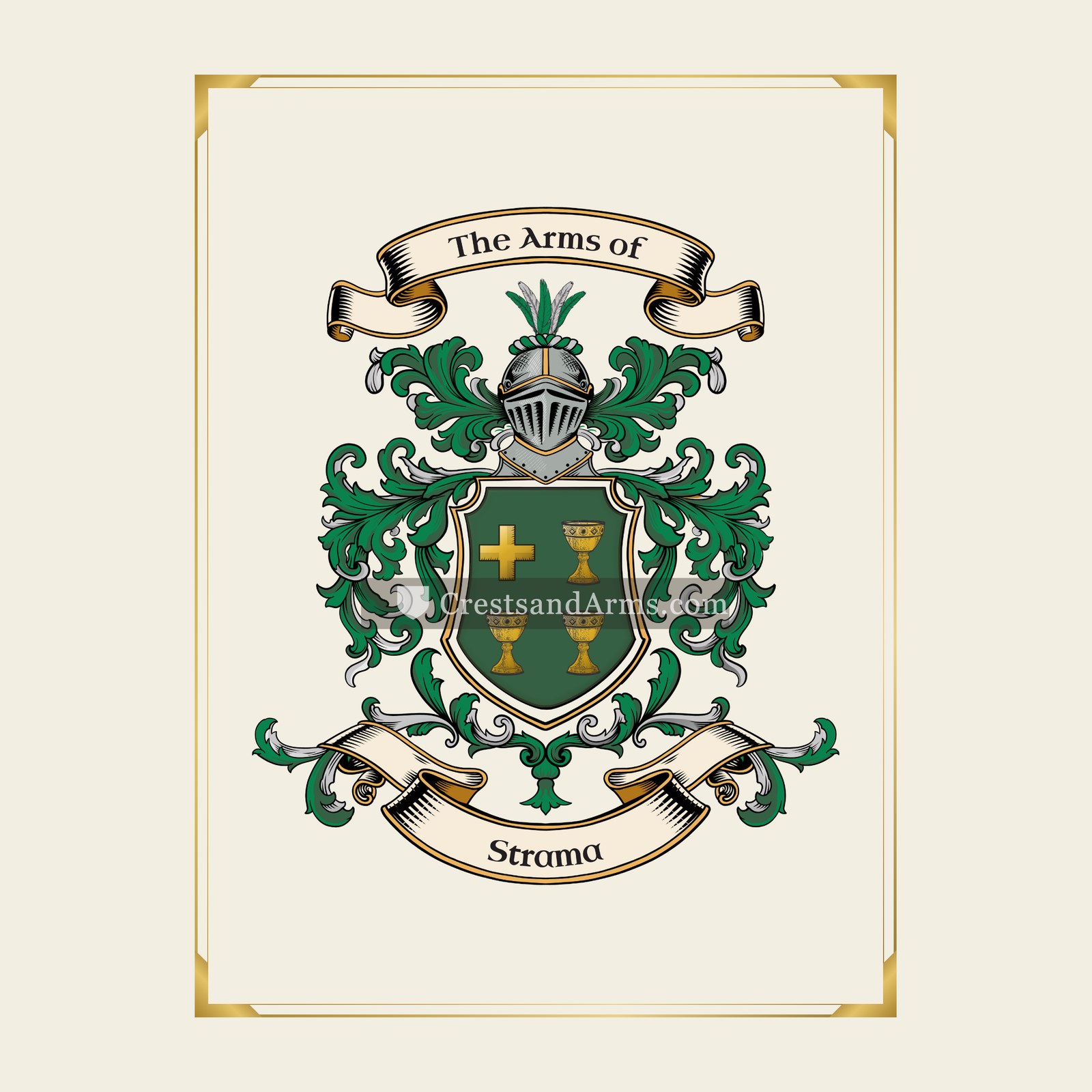 With gold border