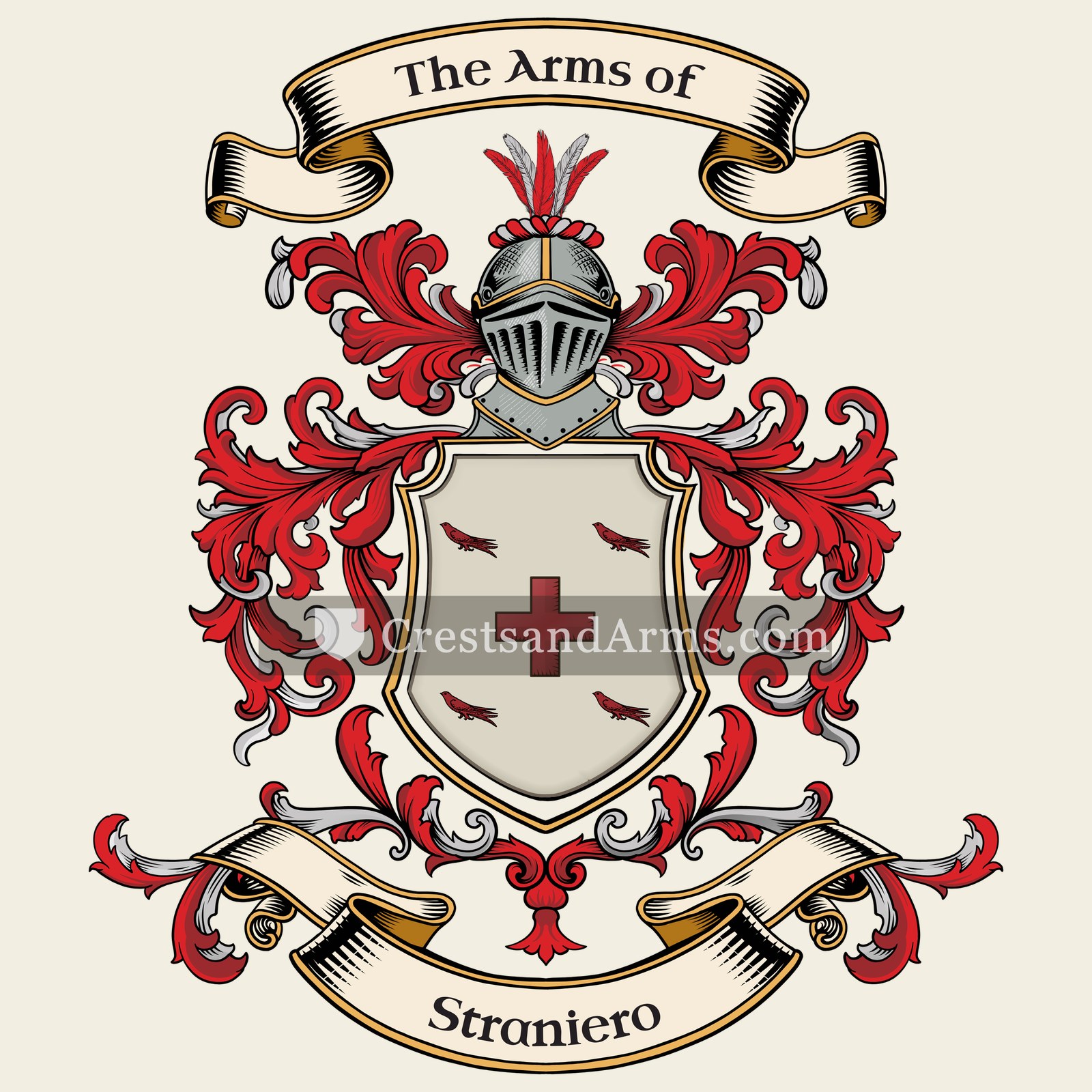 The Straniero coat of arms, drawn from the recorded blazon