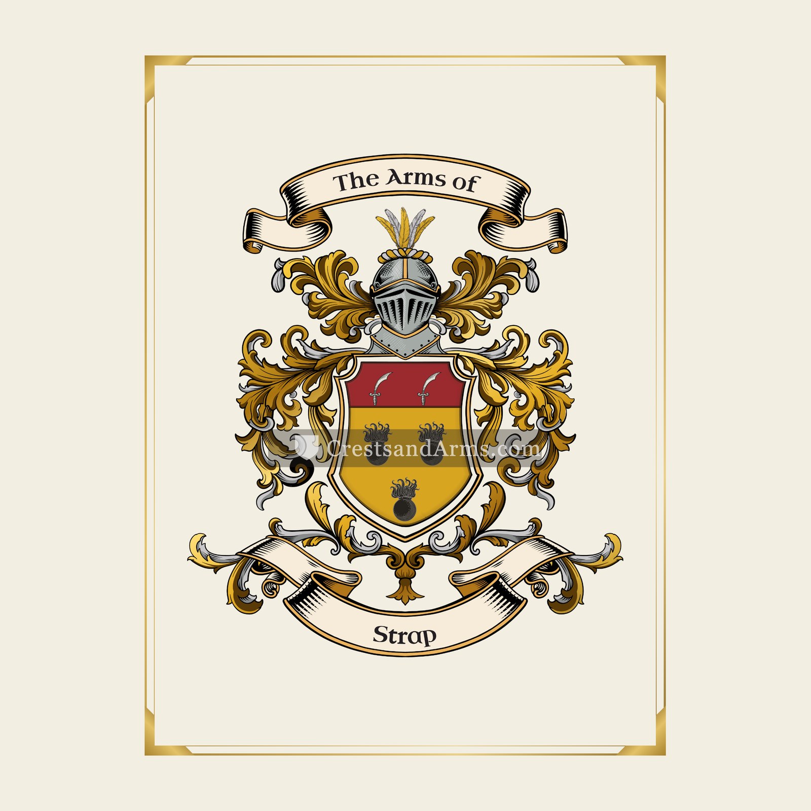 With gold border