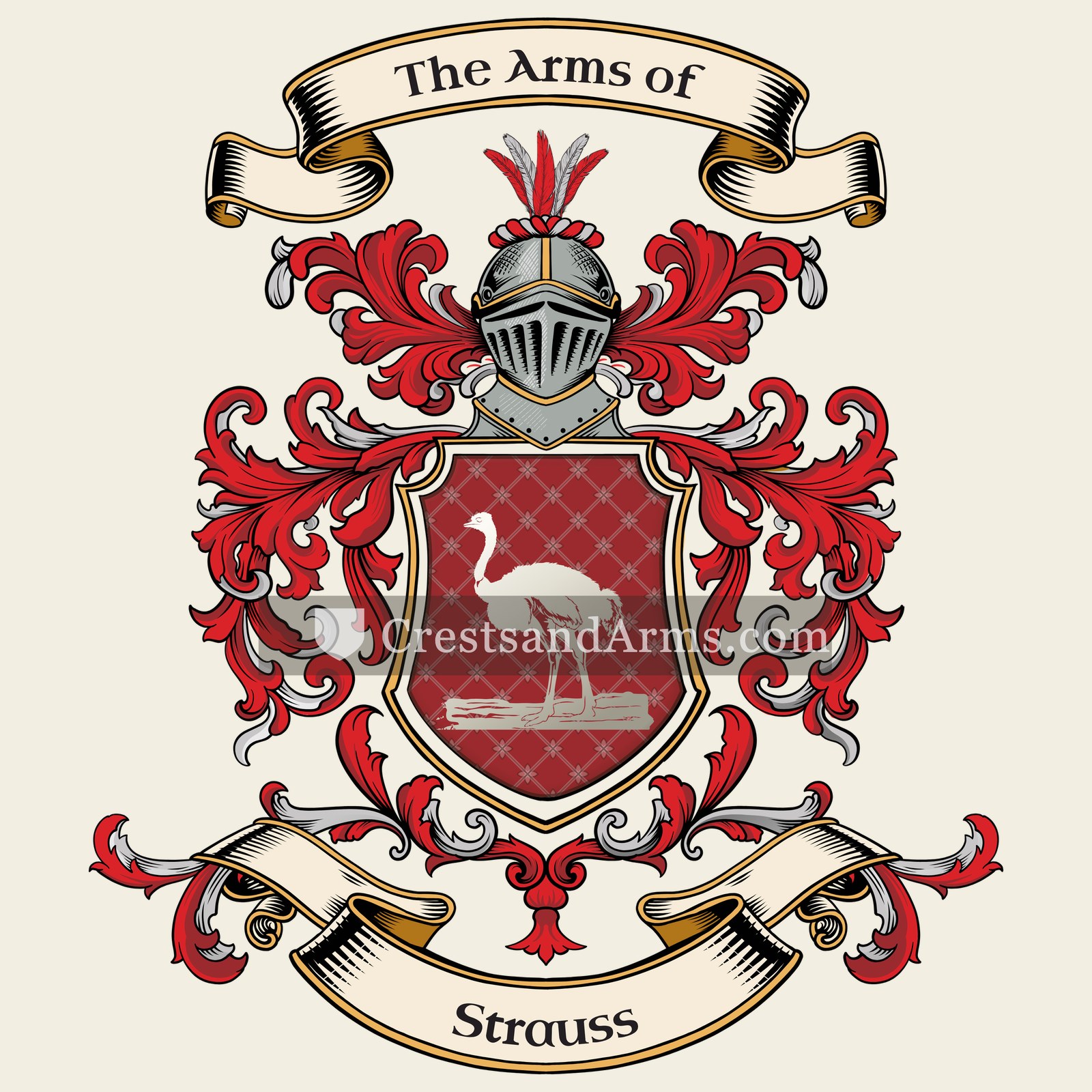 The Strauss coat of arms, drawn from the recorded blazon