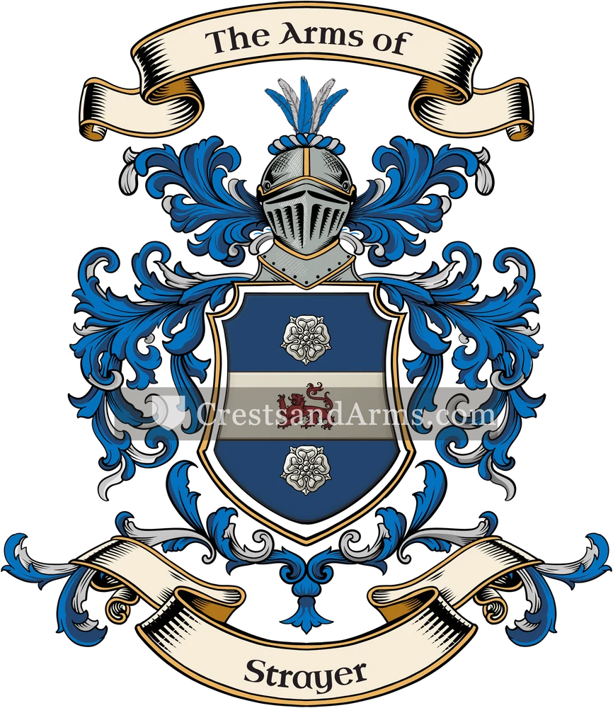 The Strayer coat of arms, drawn from the recorded blazon
