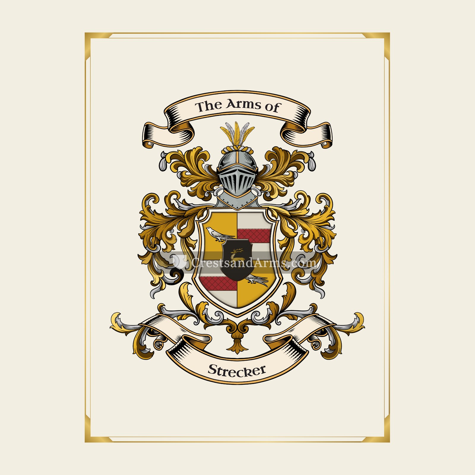 With gold border