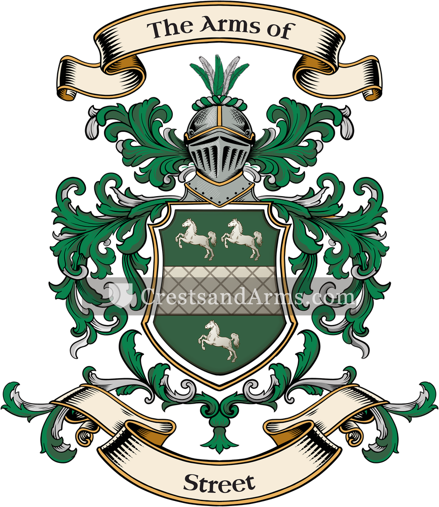 The Street coat of arms, drawn from the recorded blazon
