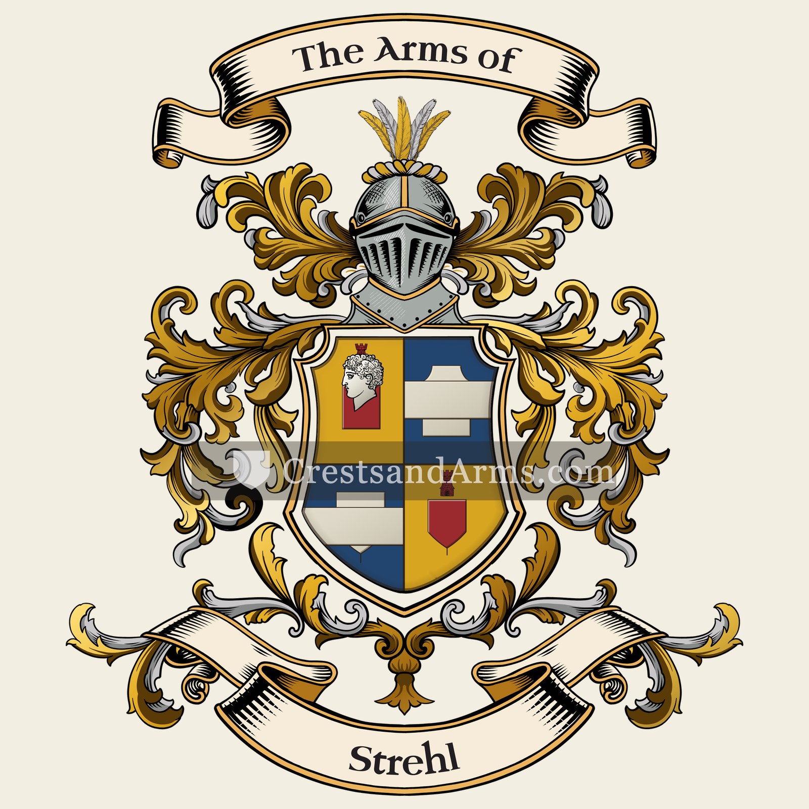 The Strehl coat of arms, drawn from the recorded blazon