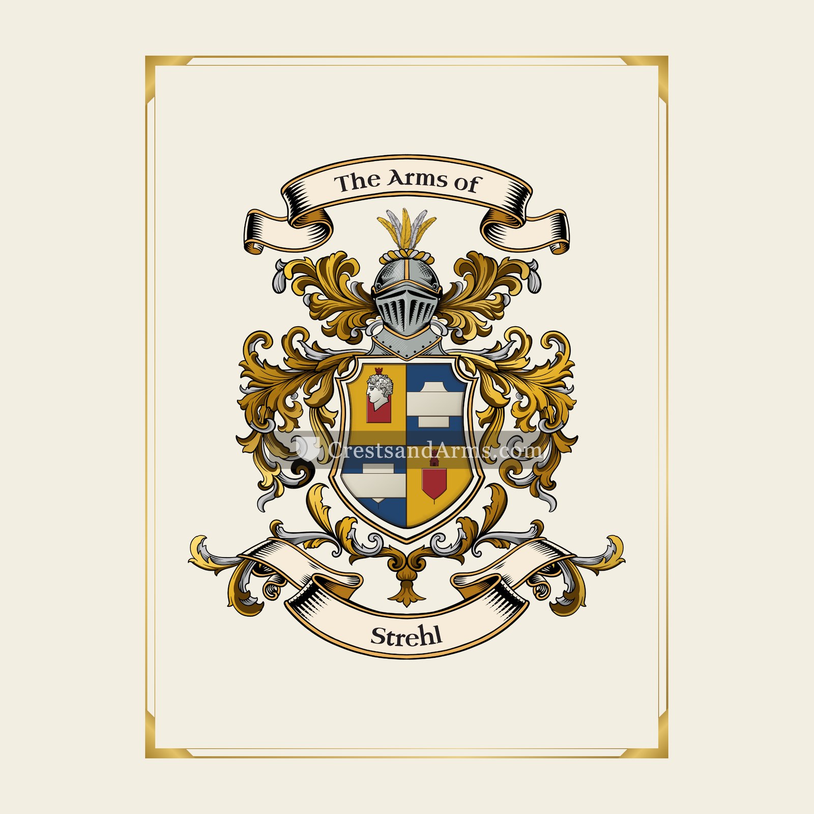 With gold border