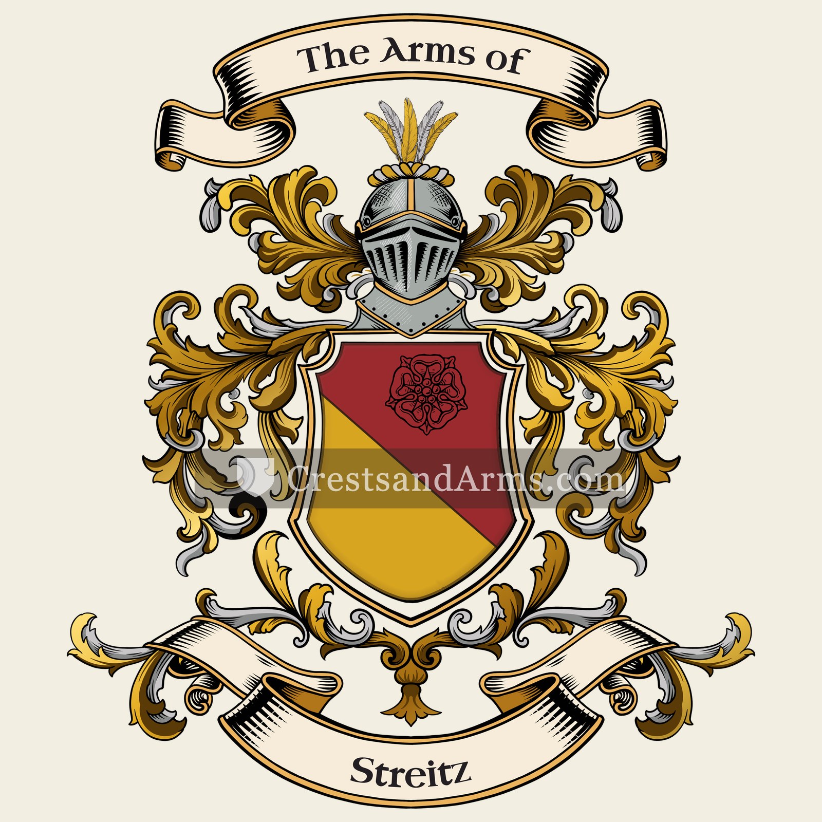 The Streitz coat of arms, drawn from the recorded blazon
