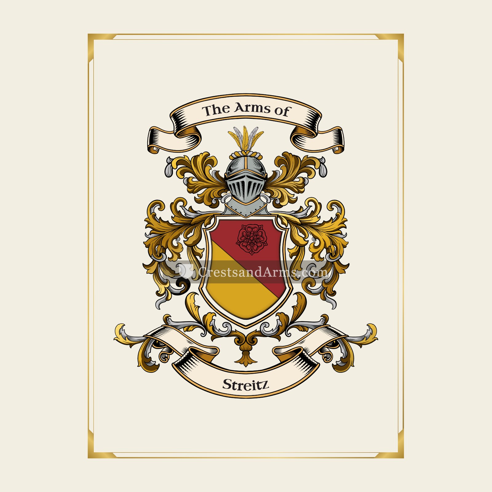 With gold border