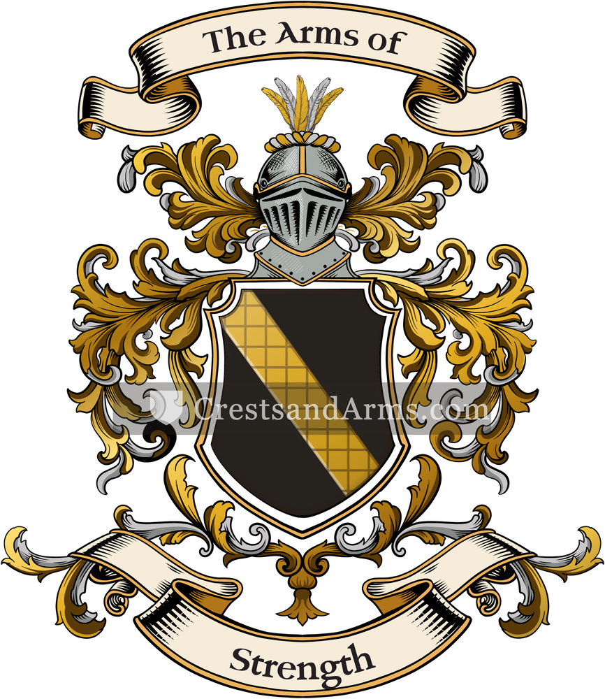 The Strength coat of arms, drawn from the recorded blazon