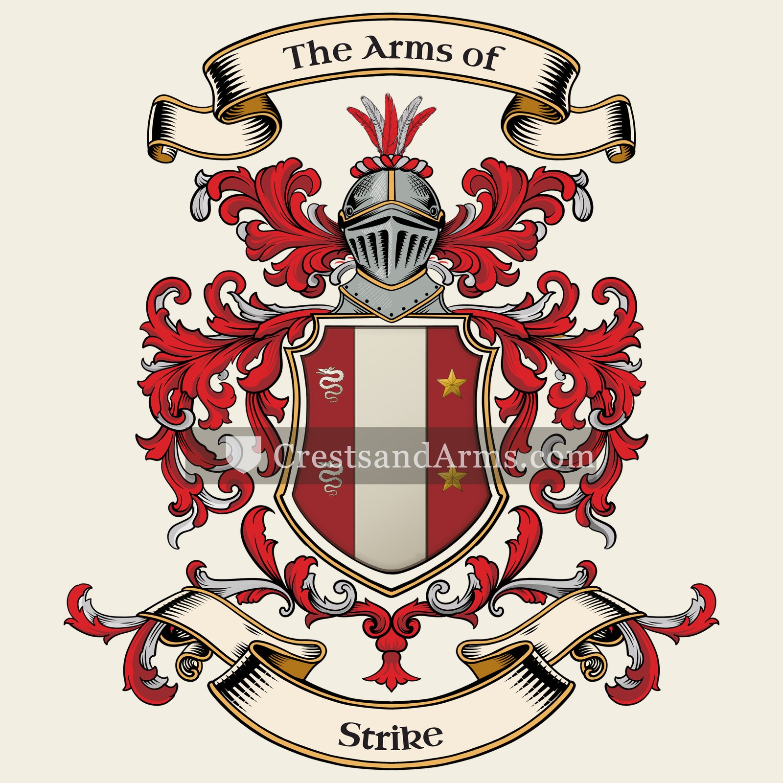 The Strike coat of arms, drawn from the recorded blazon