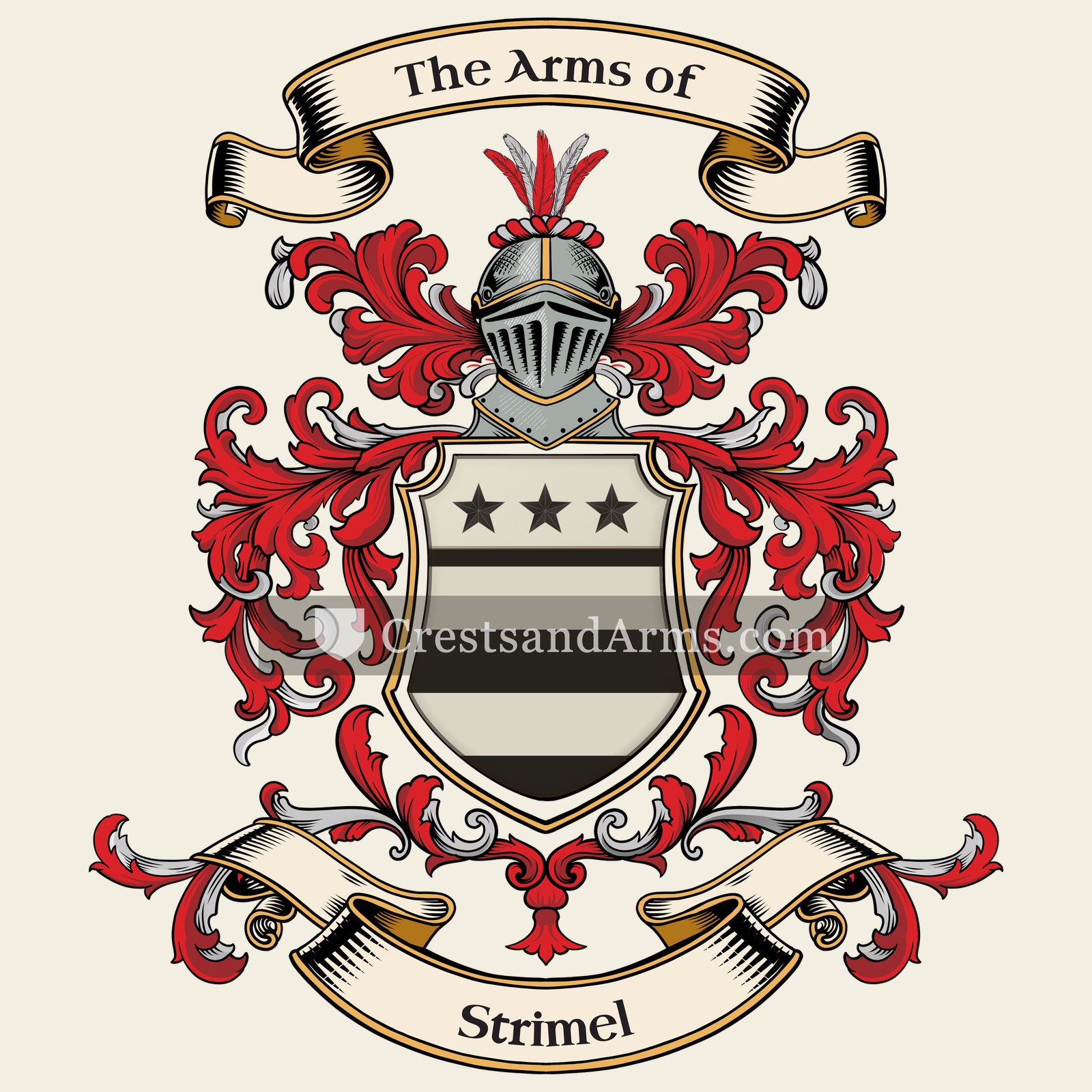 The Strimel coat of arms, drawn from the recorded blazon