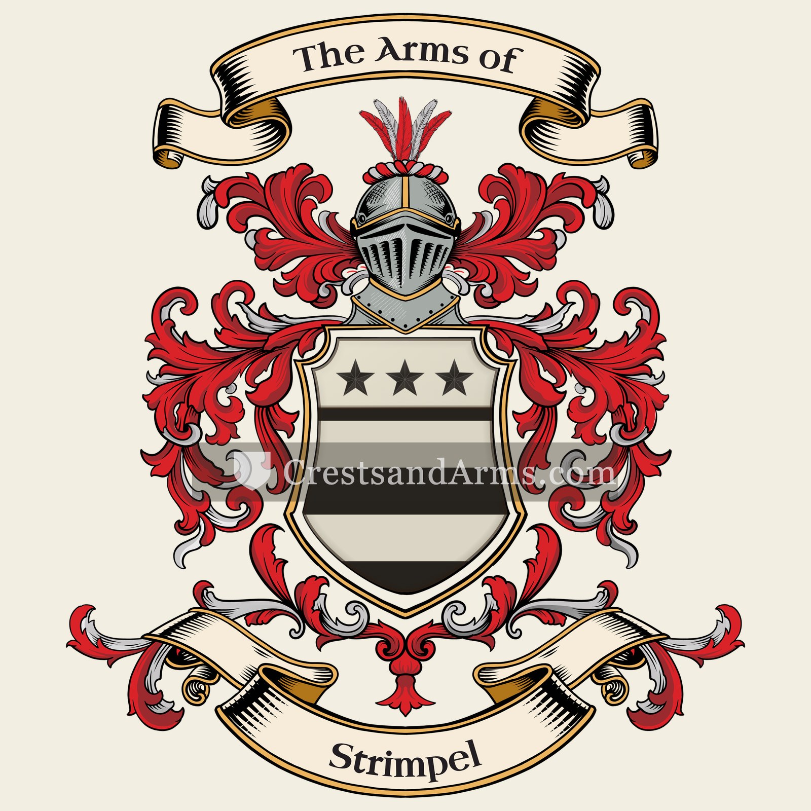 The Strimpel coat of arms, drawn from the recorded blazon