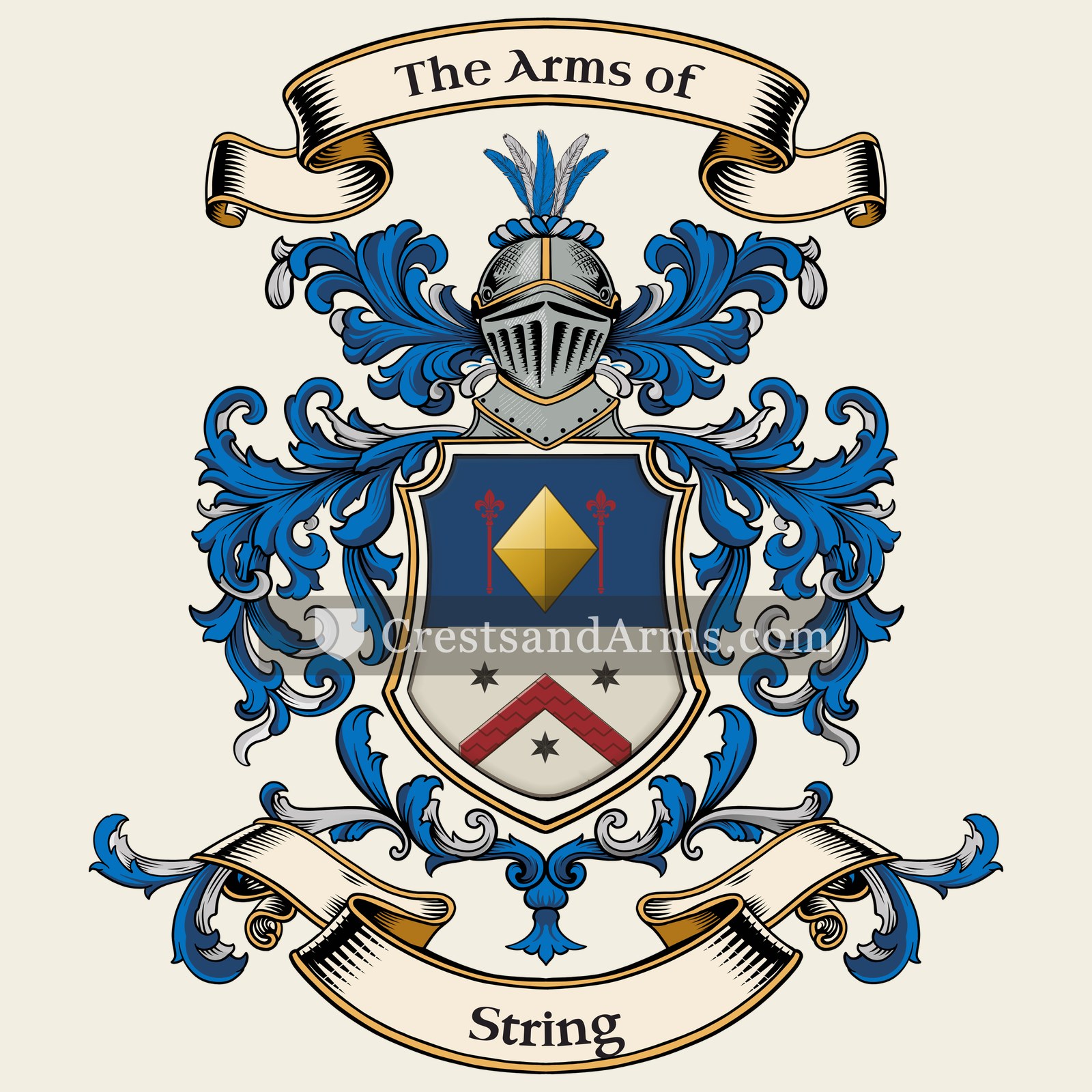 The String coat of arms, drawn from the recorded blazon