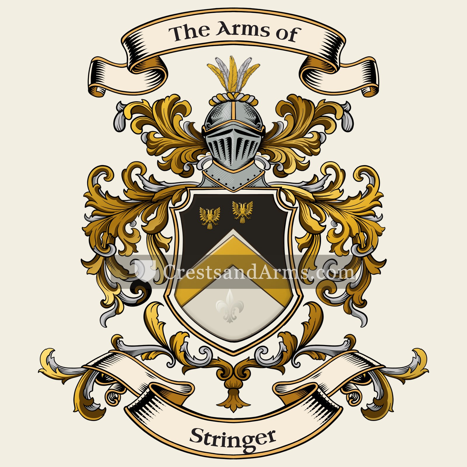 The Stringer coat of arms, drawn from the recorded blazon
