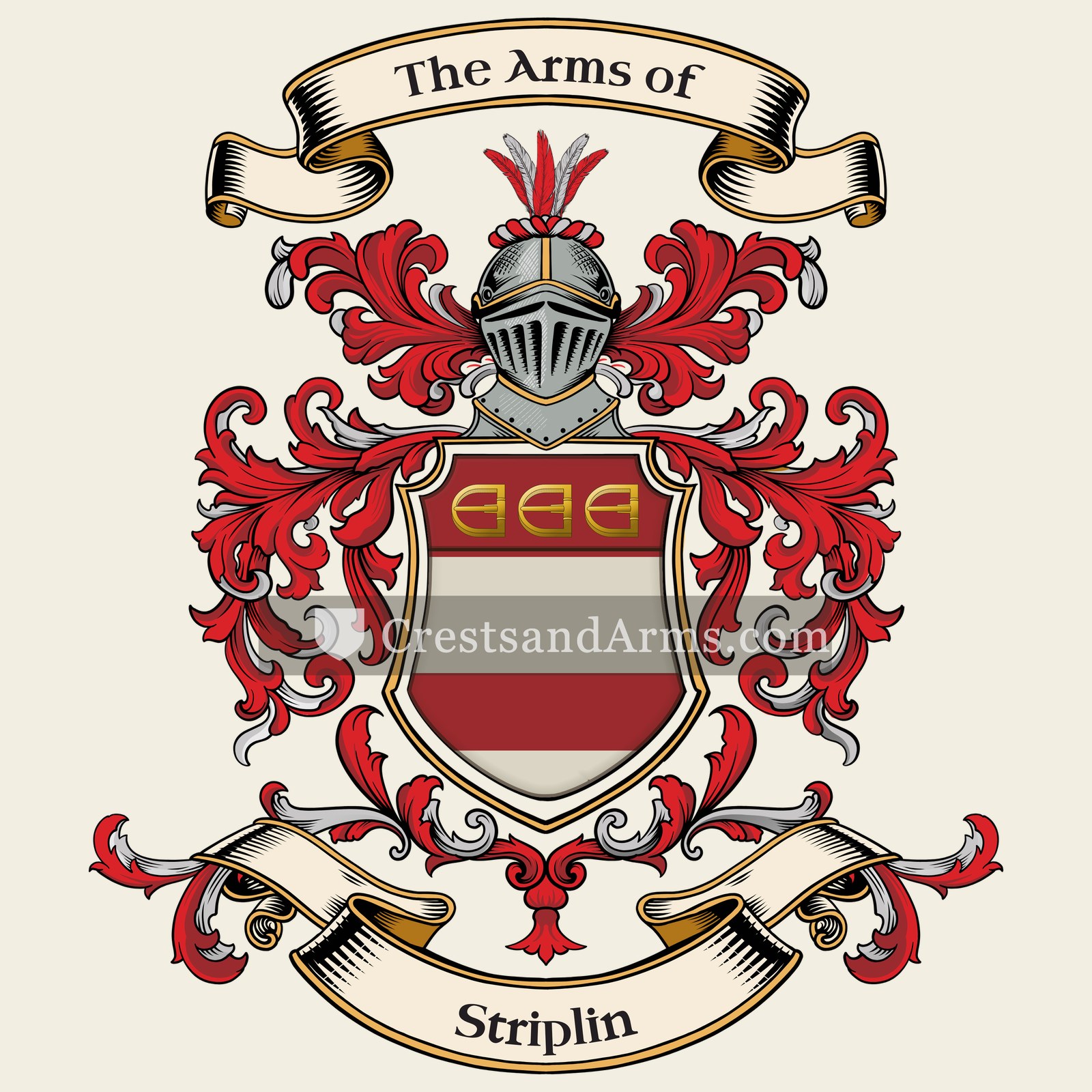 The Striplin coat of arms, drawn from the recorded blazon