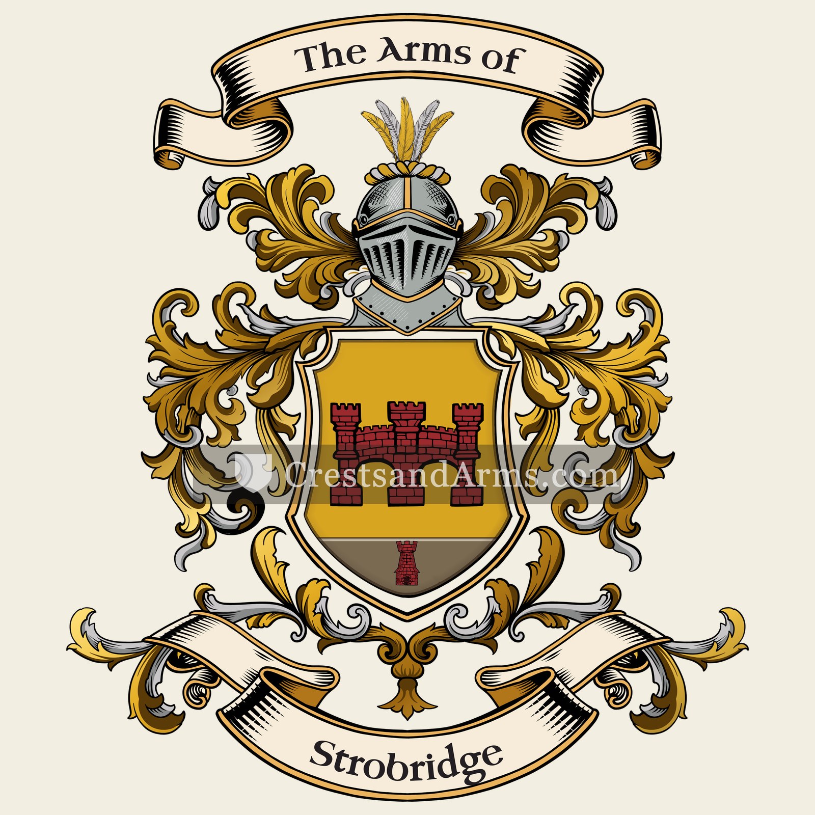 The Strobridge coat of arms, drawn from the recorded blazon