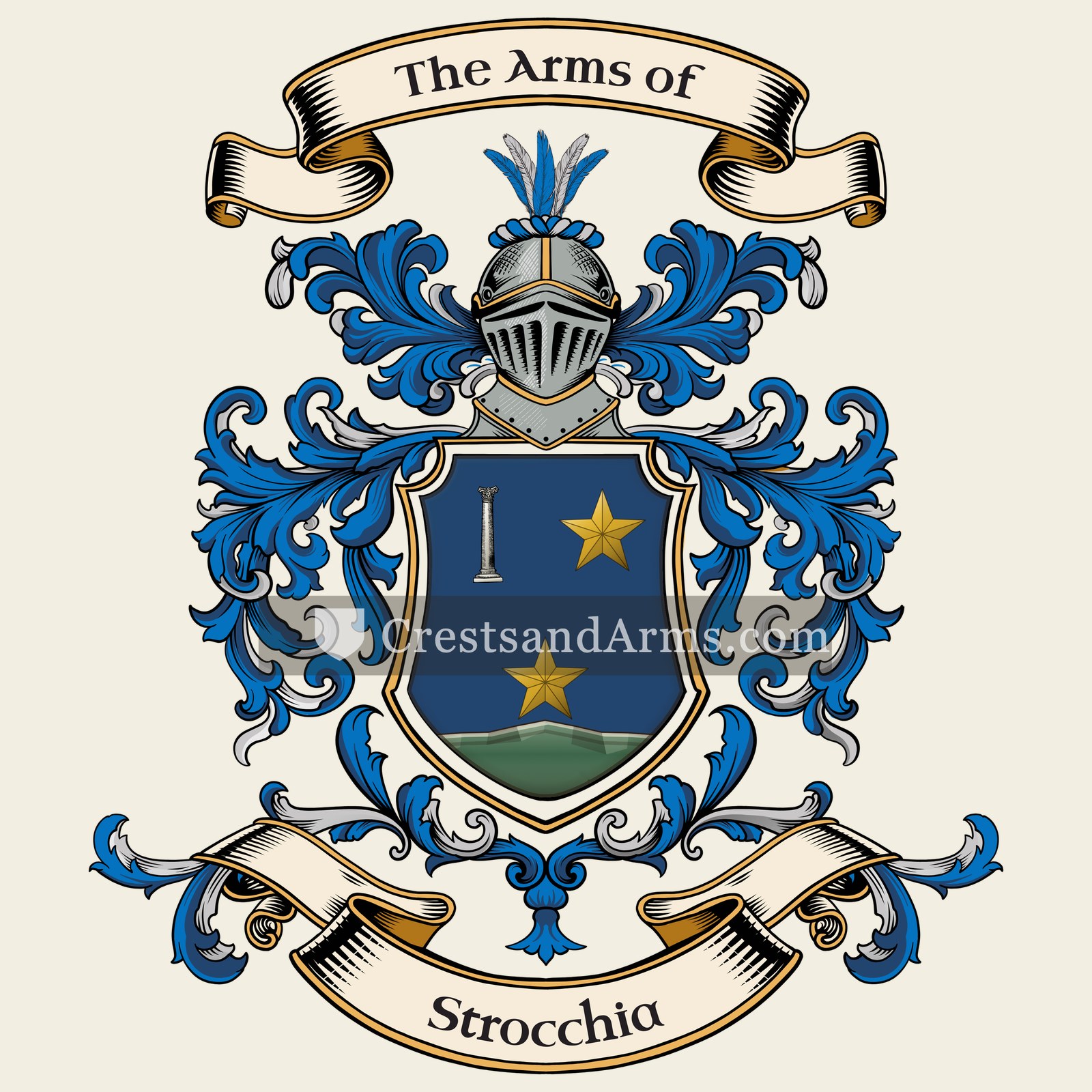 The Strocchia coat of arms, drawn from the recorded blazon