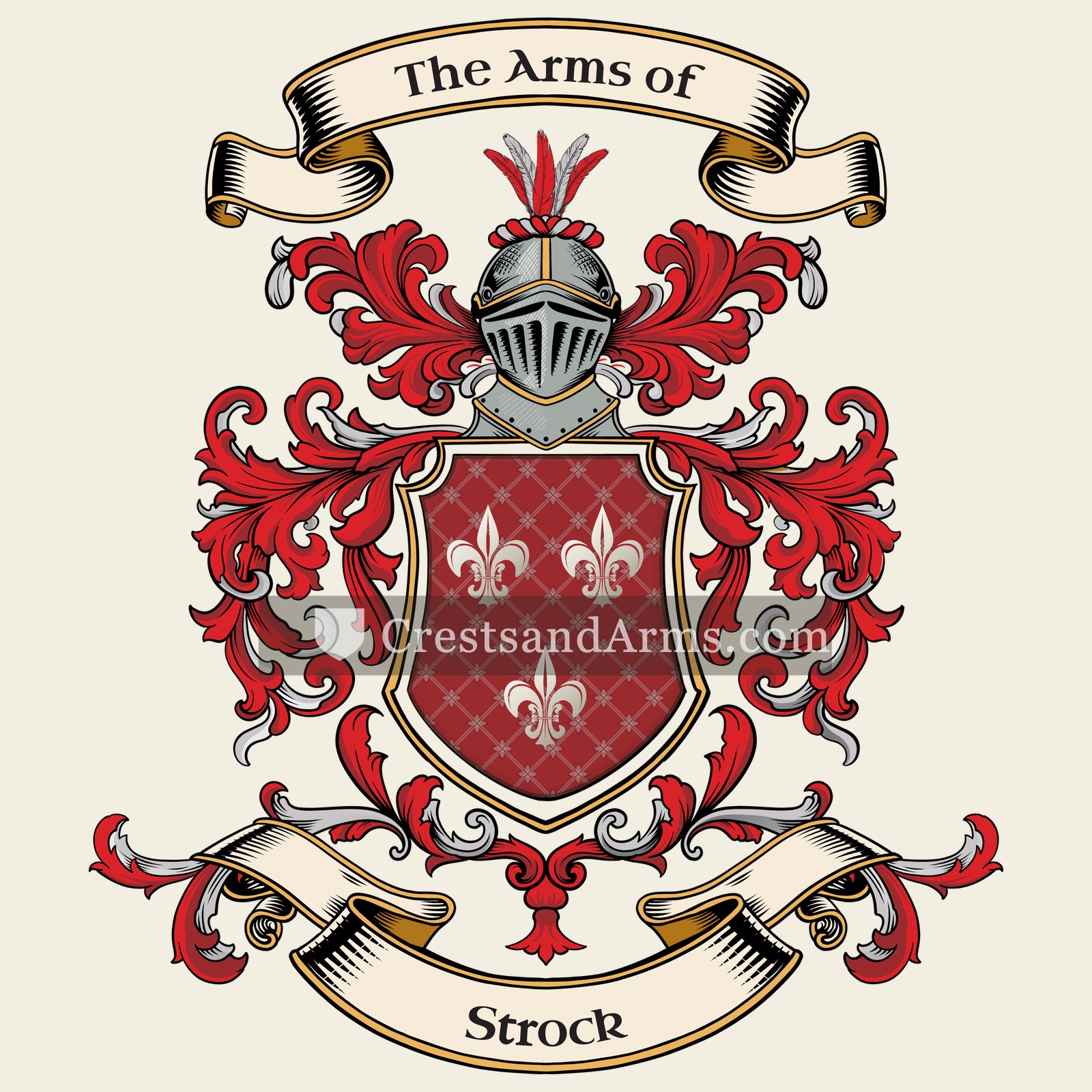 The Strock coat of arms, drawn from the recorded blazon