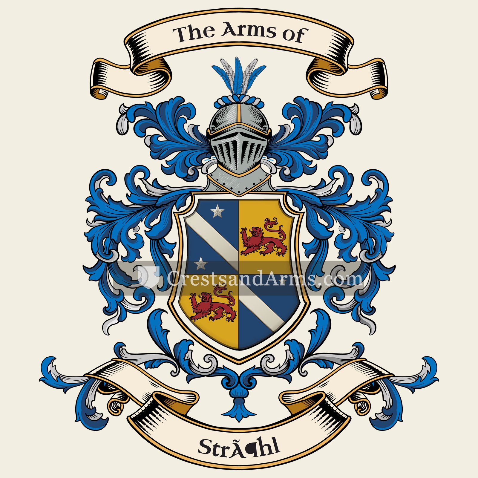 The Ströhl coat of arms, drawn from the recorded blazon