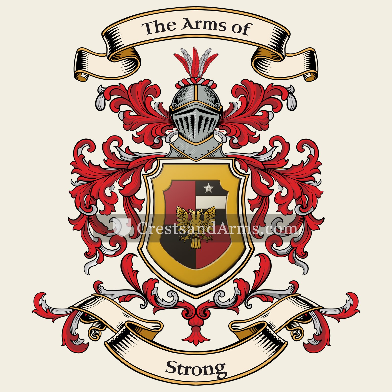The Strong coat of arms, drawn from the recorded blazon
