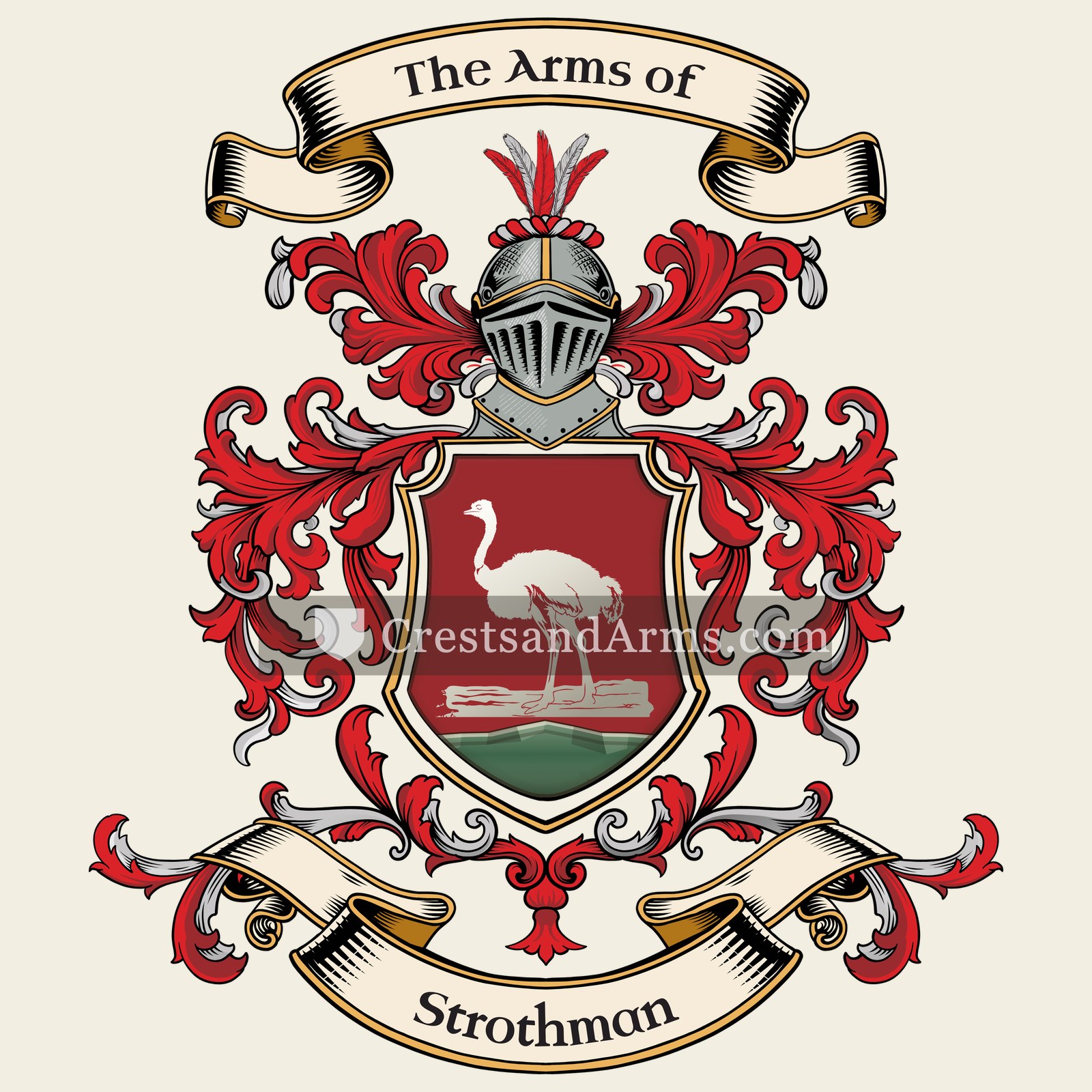 The Strothman coat of arms, drawn from the recorded blazon