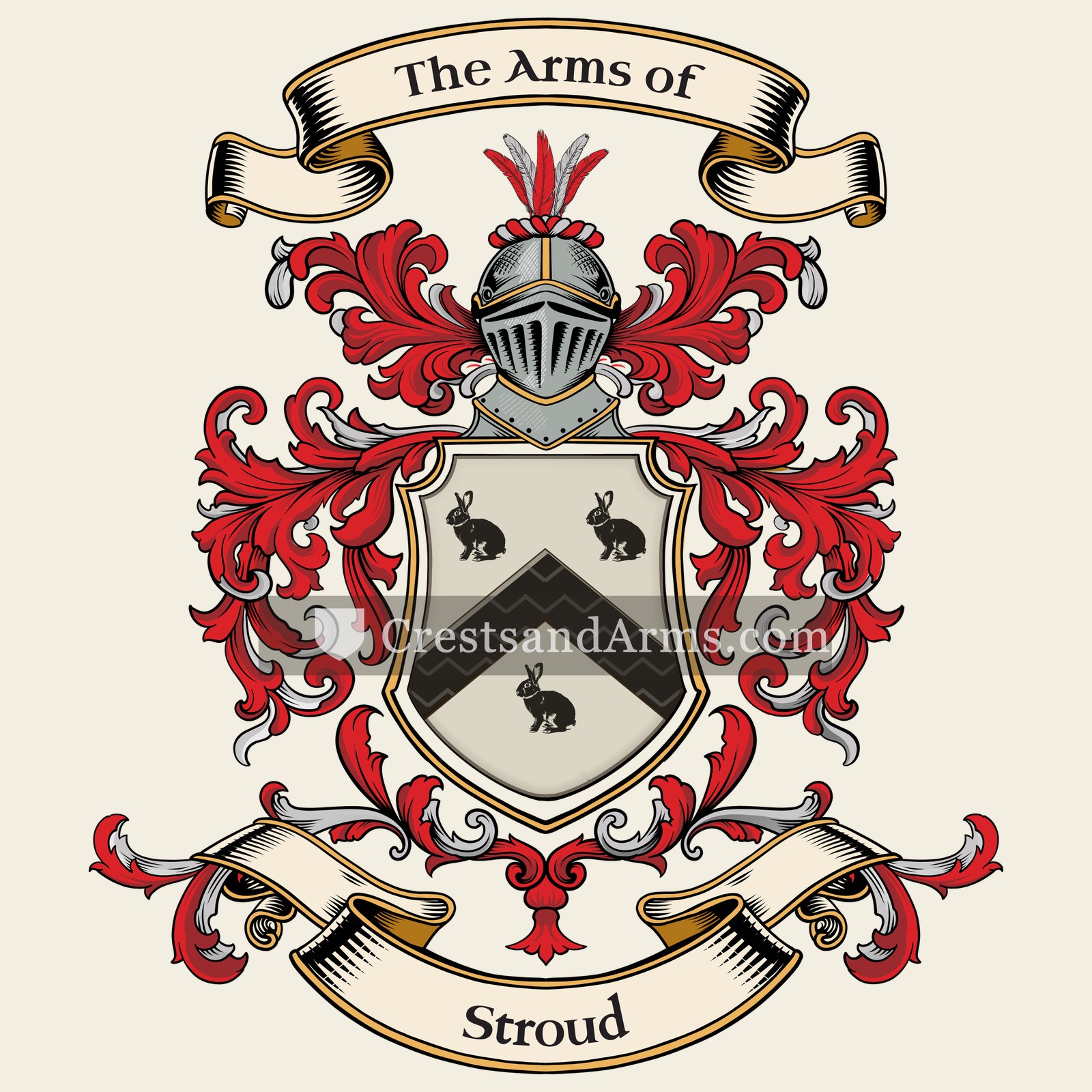 The Stroud coat of arms, drawn from the recorded blazon