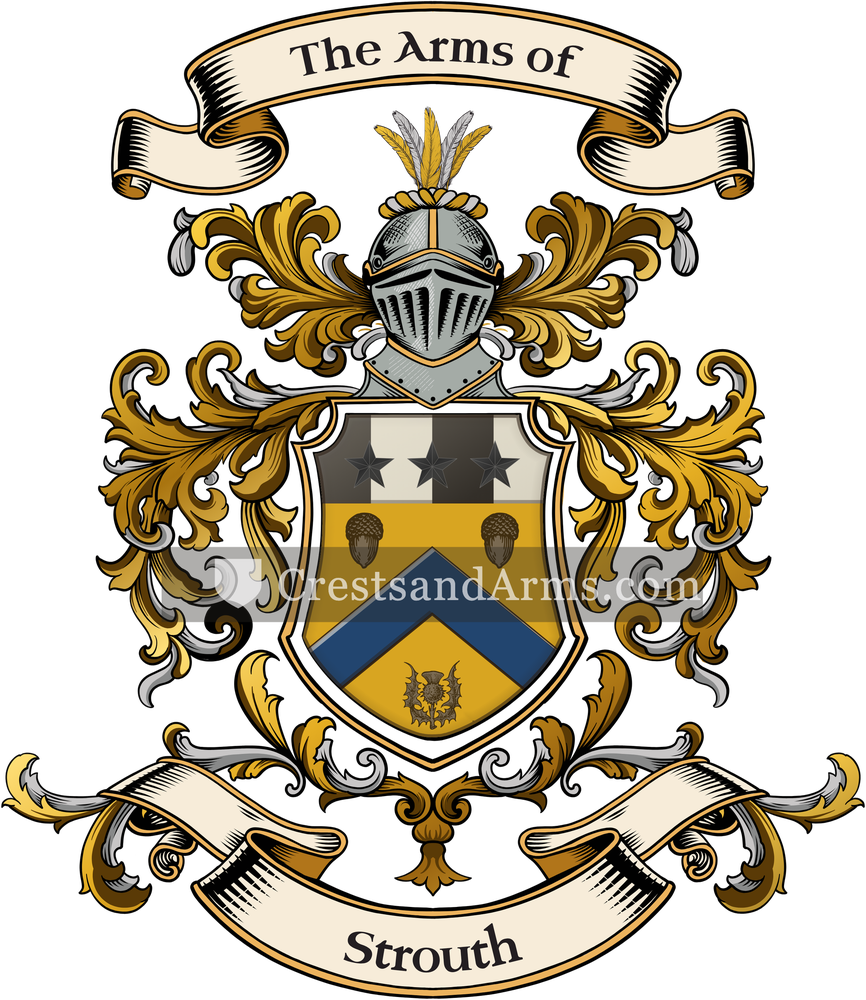 The Strouth coat of arms, drawn from the recorded blazon