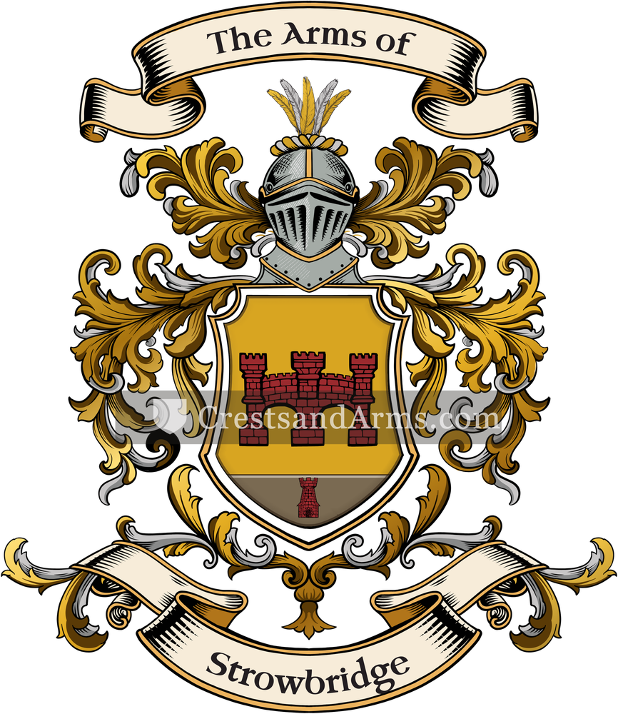 The Strowbridge coat of arms, drawn from the recorded blazon