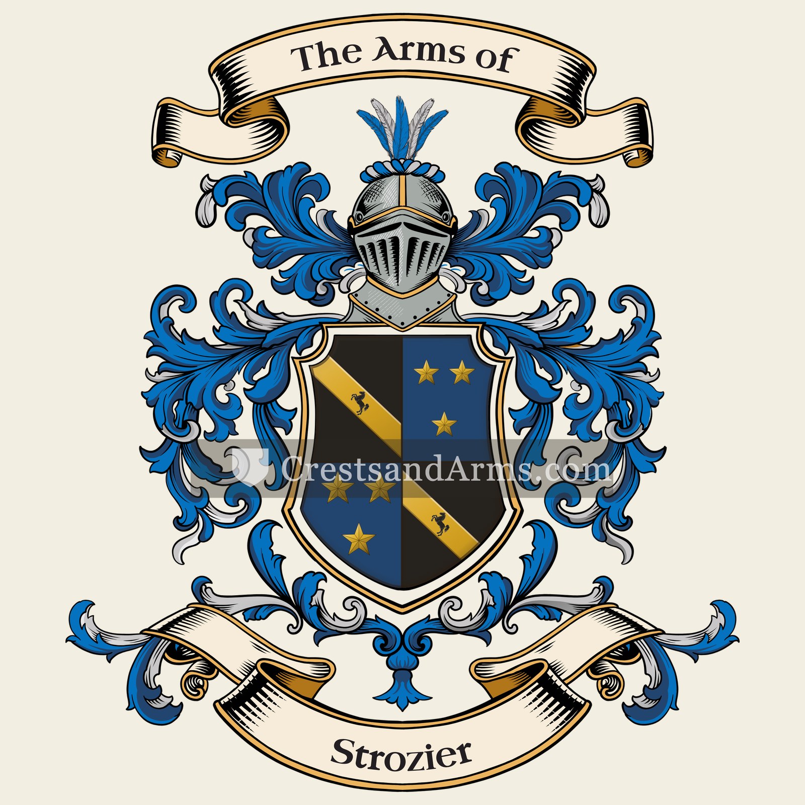 The Strozier coat of arms, drawn from the recorded blazon
