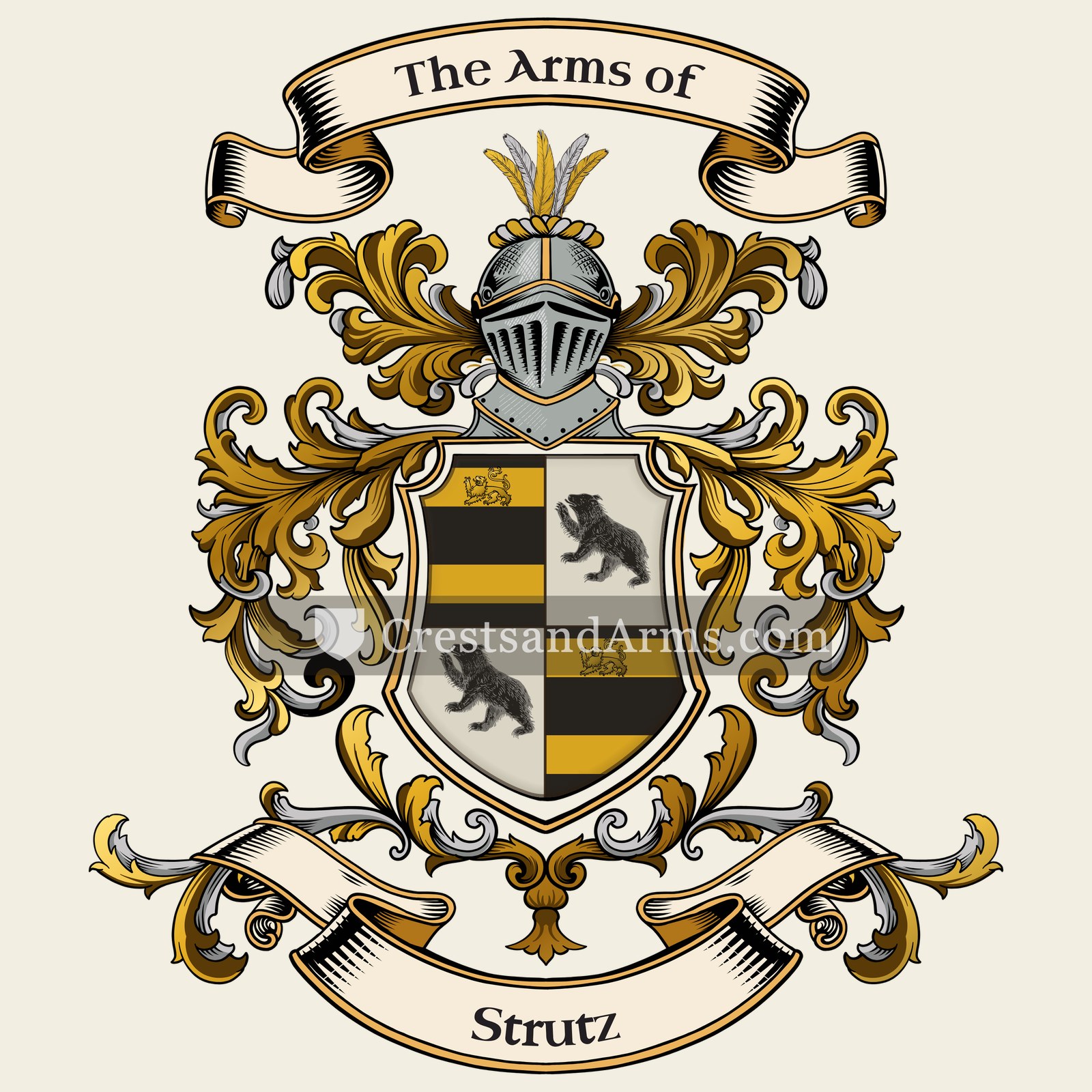The Strutz coat of arms, drawn from the recorded blazon