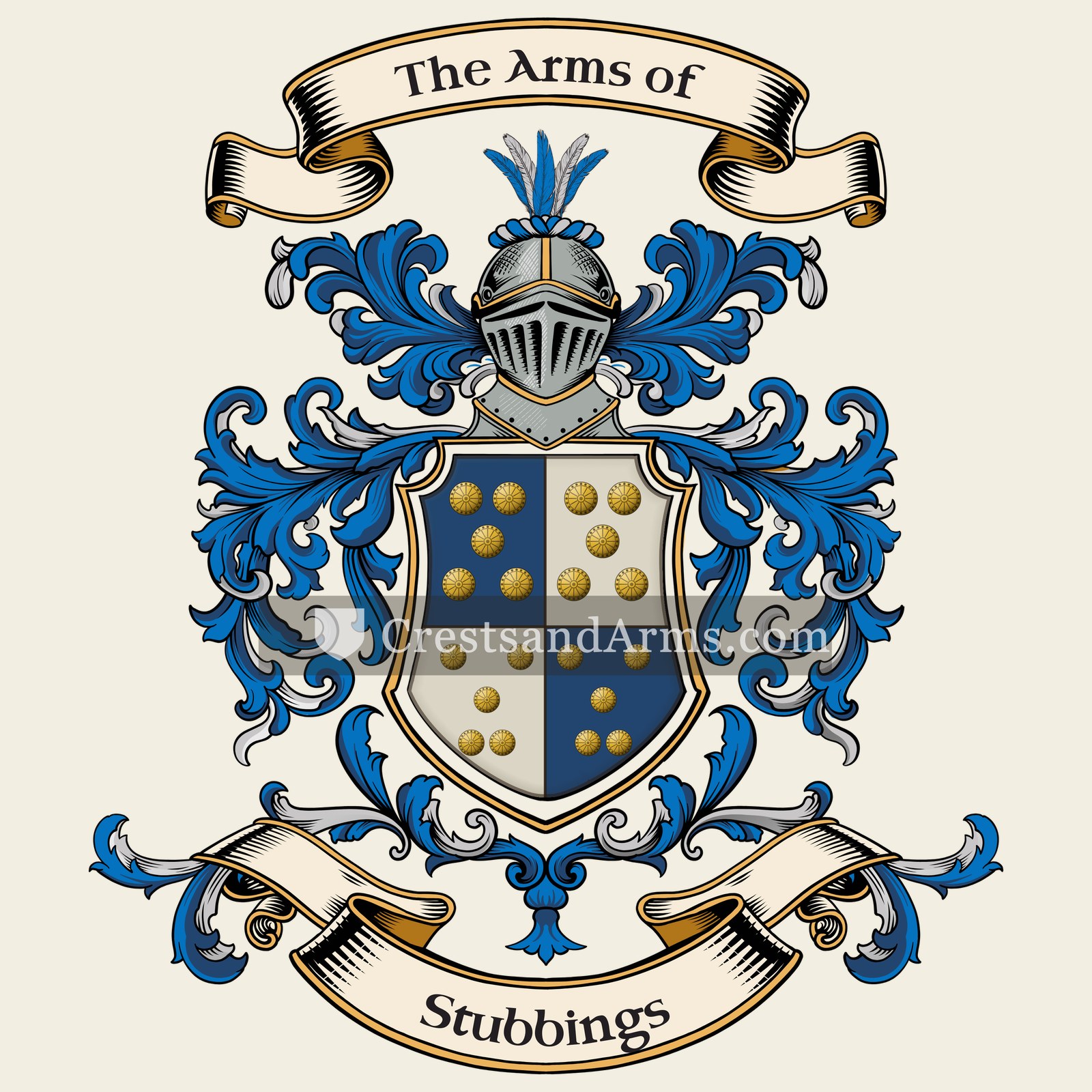 The Stubbings coat of arms, drawn from the recorded blazon