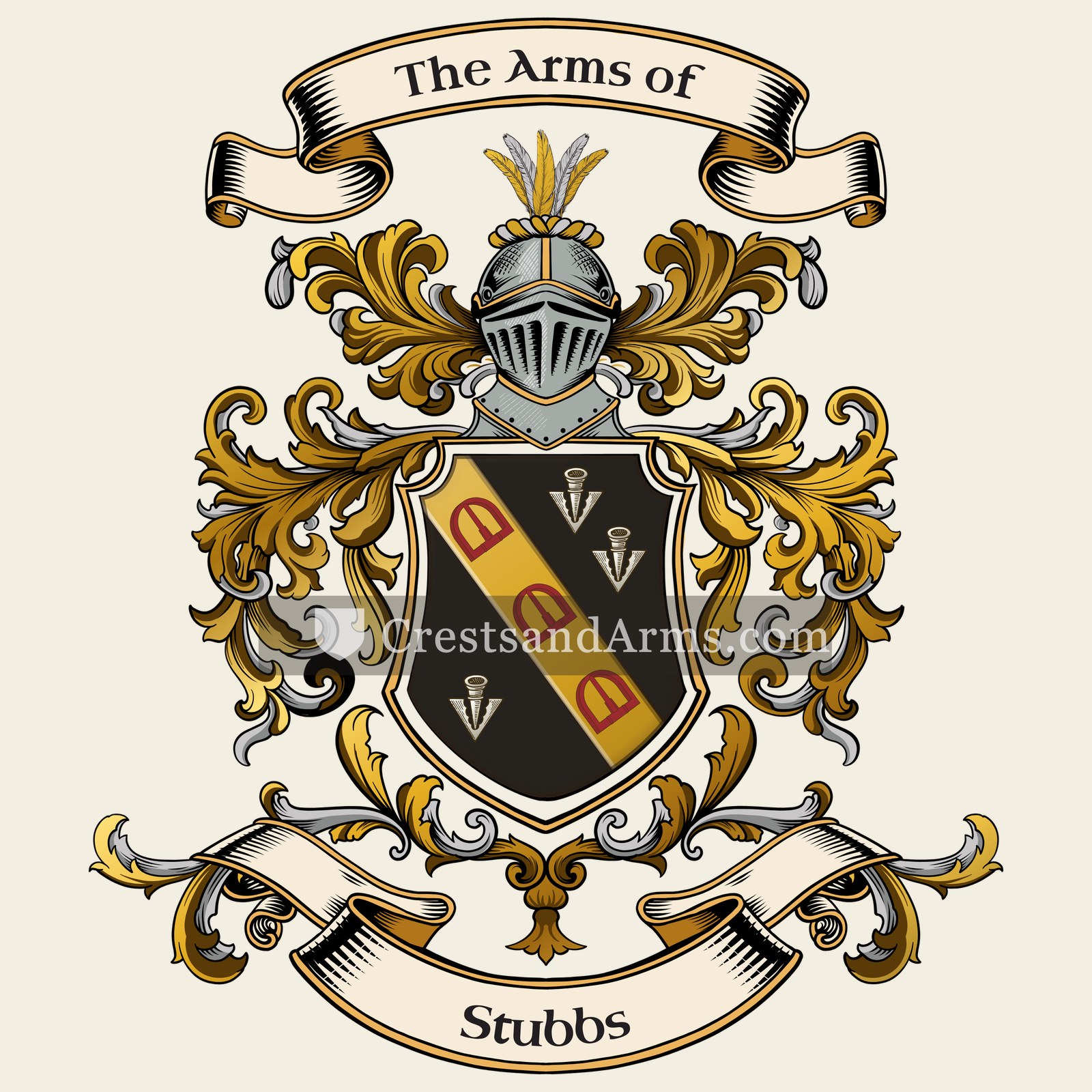 The Stubbs coat of arms, drawn from the recorded blazon