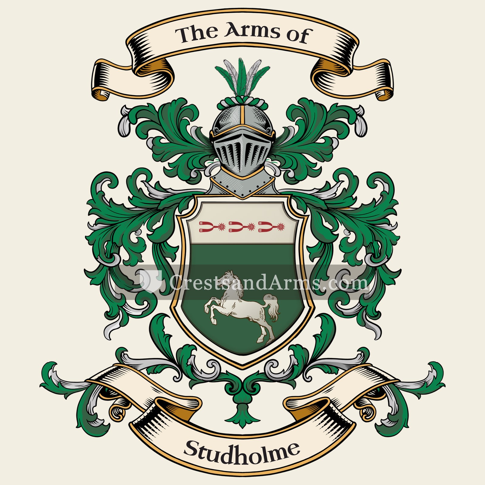 The Studholme coat of arms, drawn from the recorded blazon