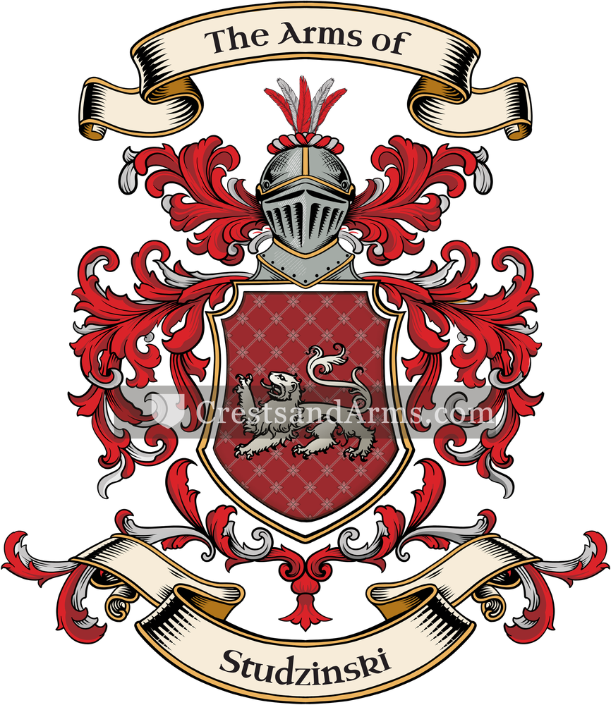 The Studzinski coat of arms, drawn from the recorded blazon