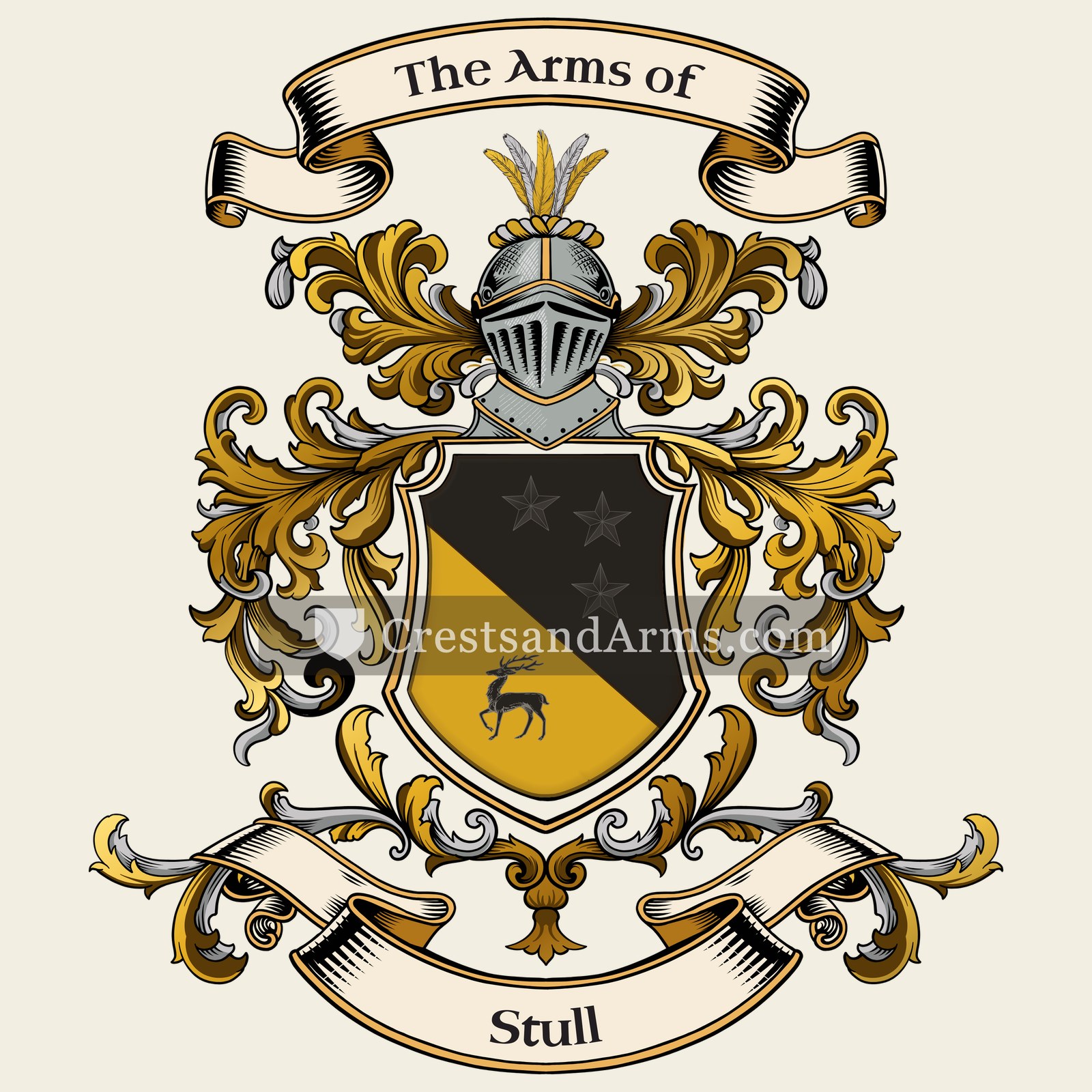 The Stull coat of arms, drawn from the recorded blazon