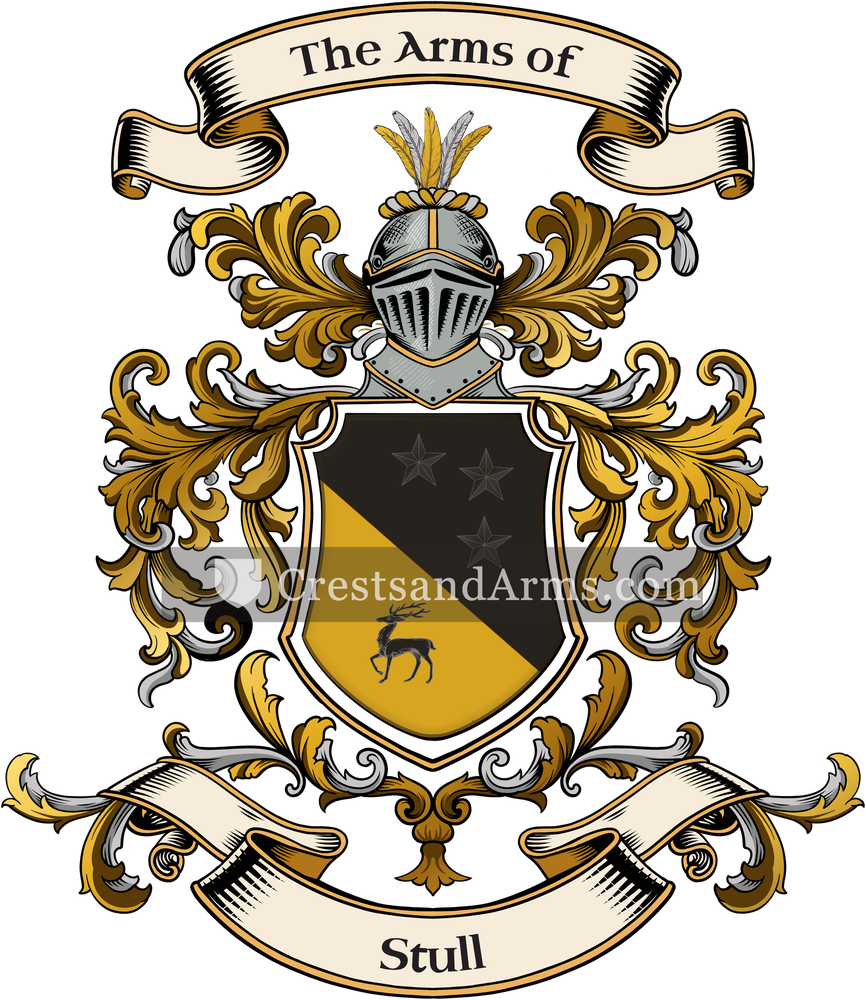 The Stull coat of arms, drawn from the recorded blazon