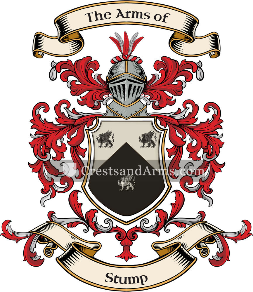 The Stump coat of arms, drawn from the recorded blazon