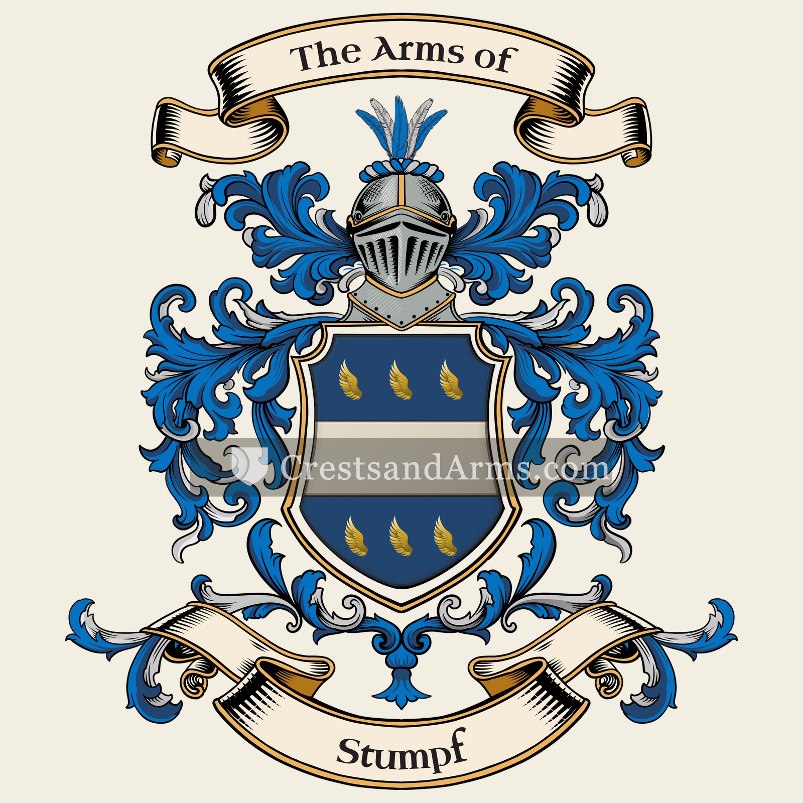 The Stumpf coat of arms, drawn from the recorded blazon