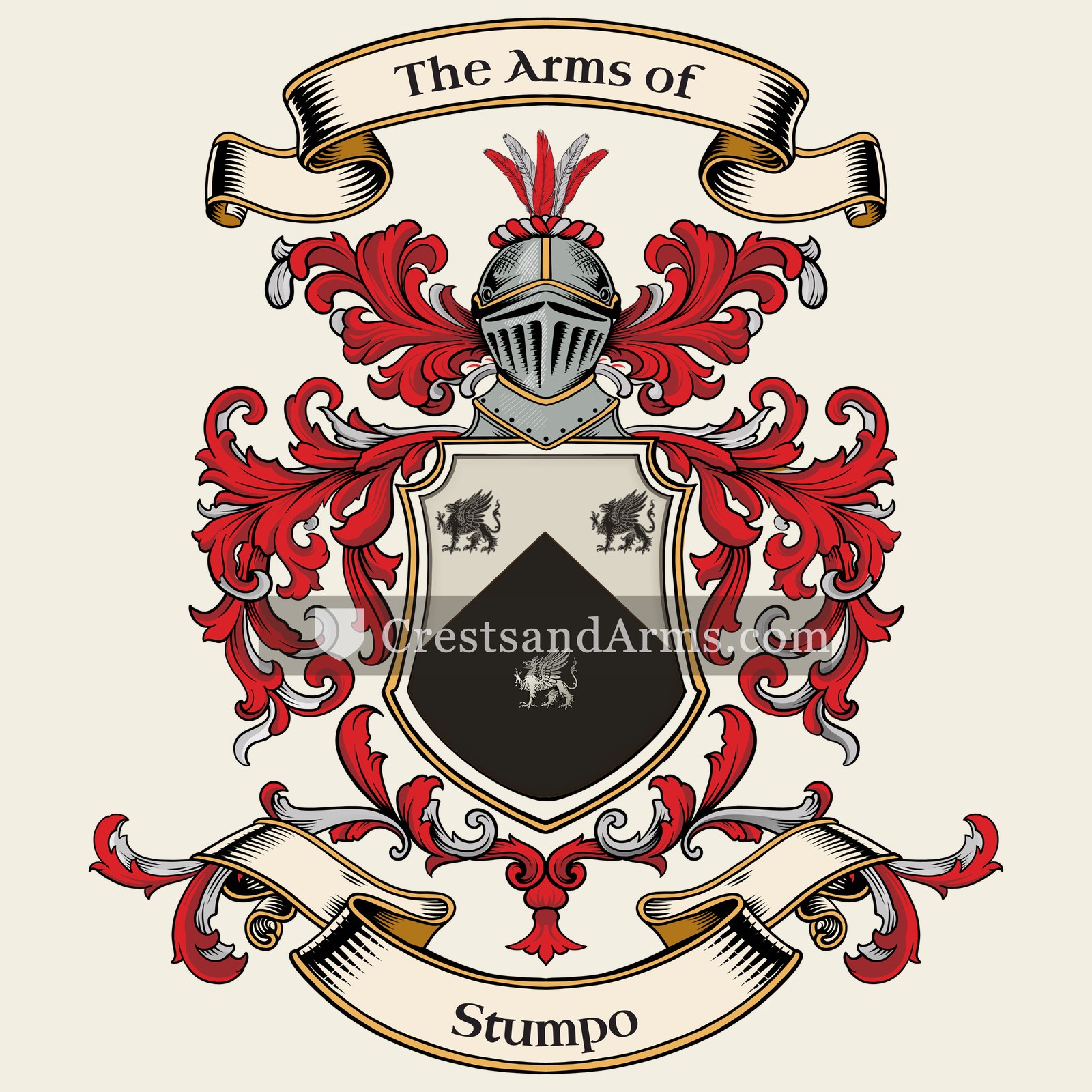 The Stumpo coat of arms, drawn from the recorded blazon