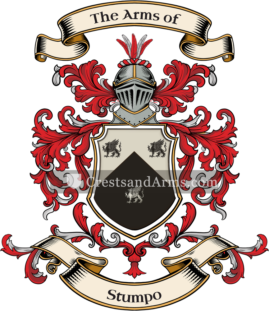 The Stumpo coat of arms, drawn from the recorded blazon