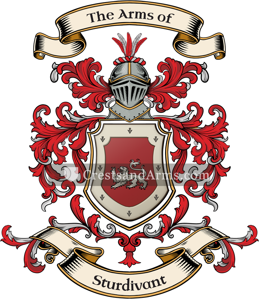 The Sturdivant coat of arms, drawn from the recorded blazon