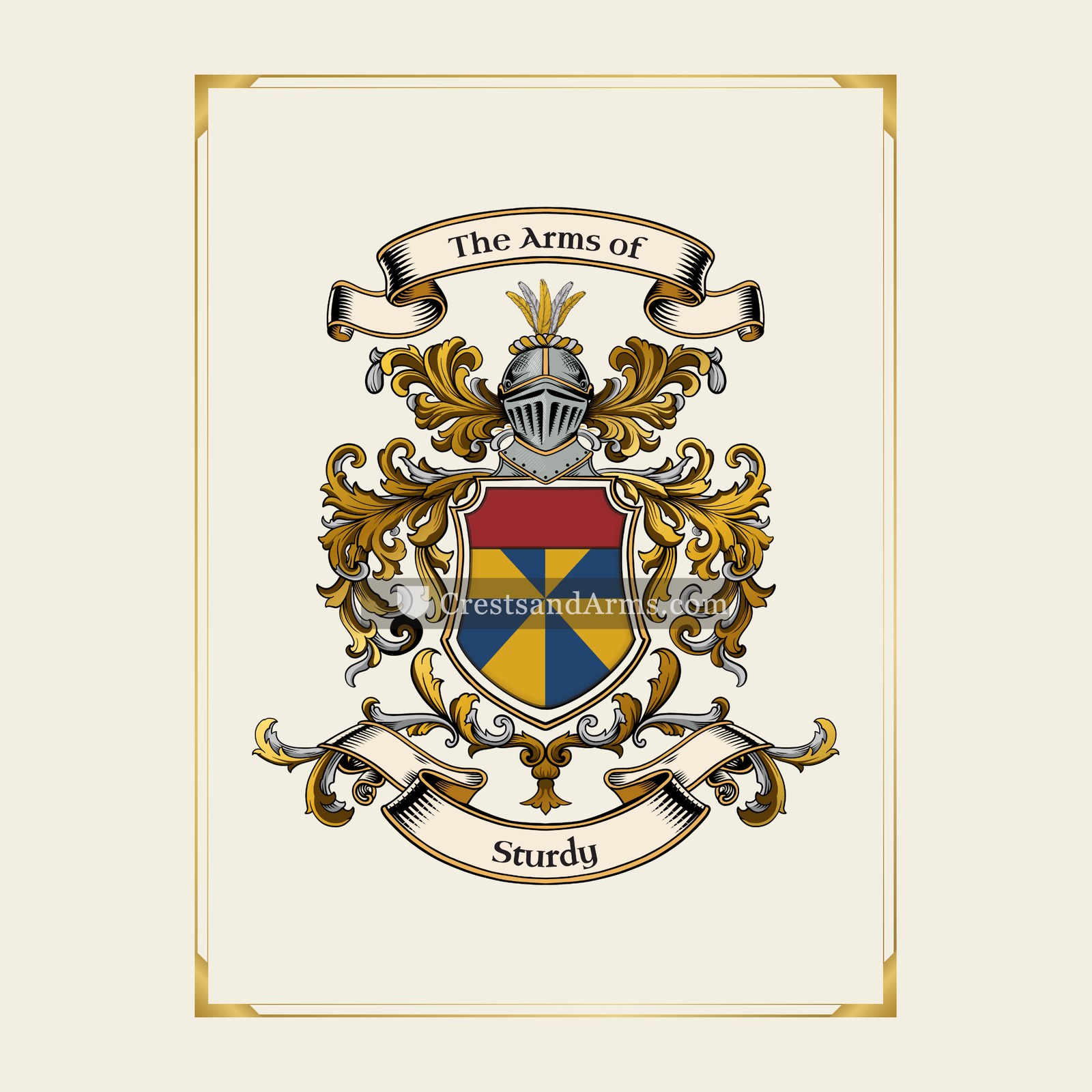 With gold border